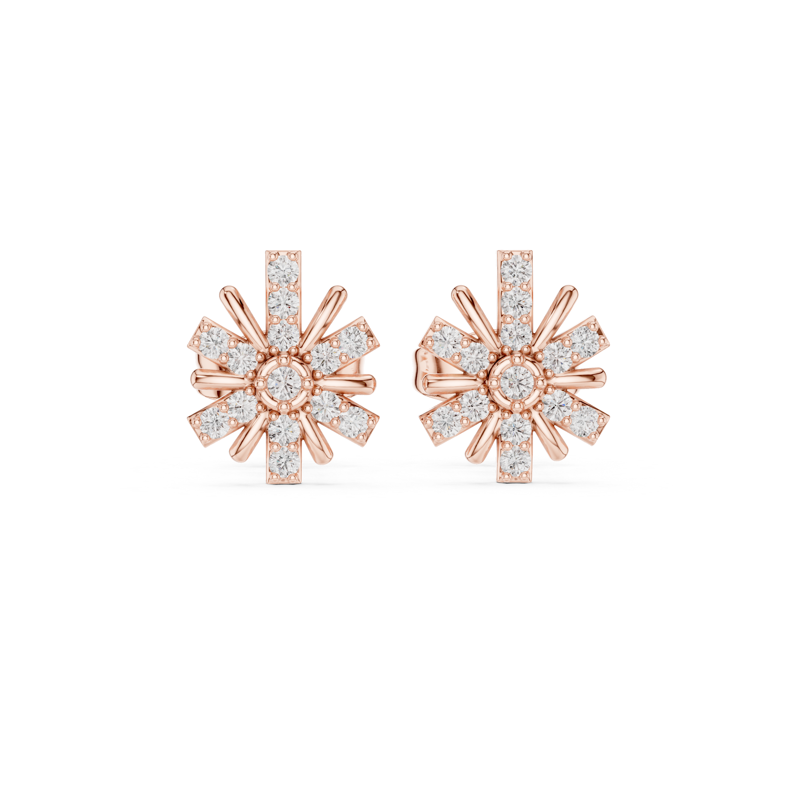 Diamond Sunburst Stud Earrings