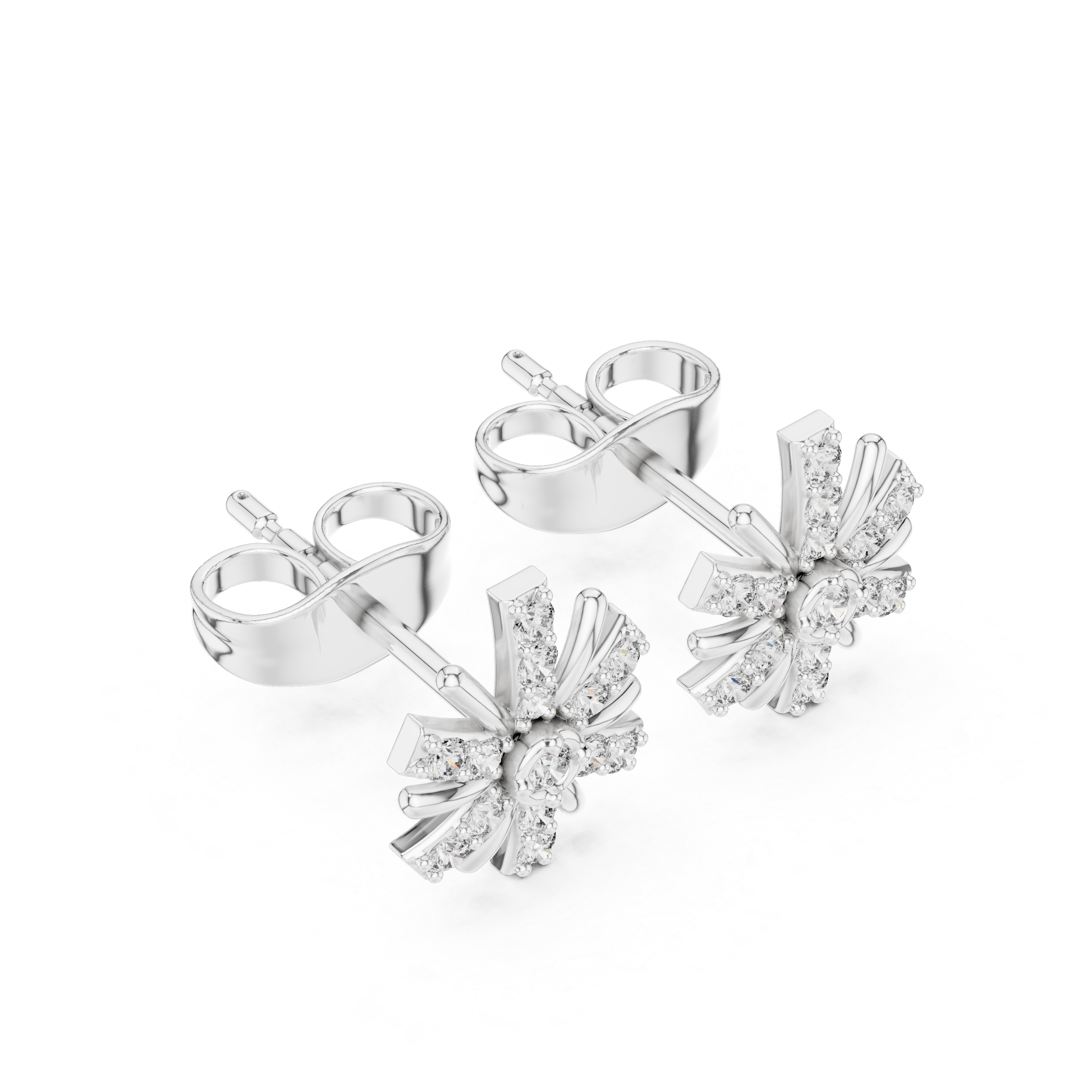 Diamond Sunburst Stud Earrings
