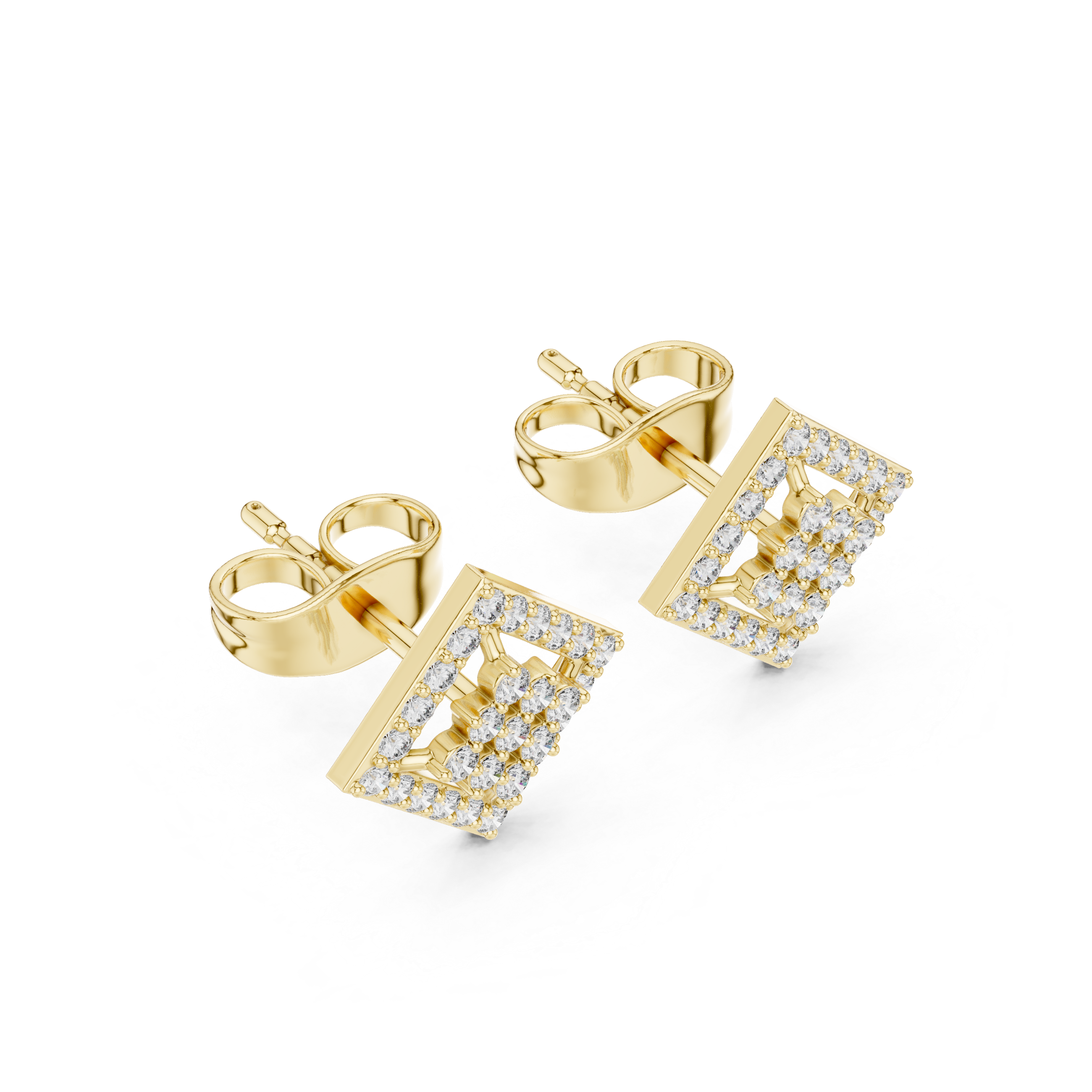 Diamond Square Cluster Stud Earrings