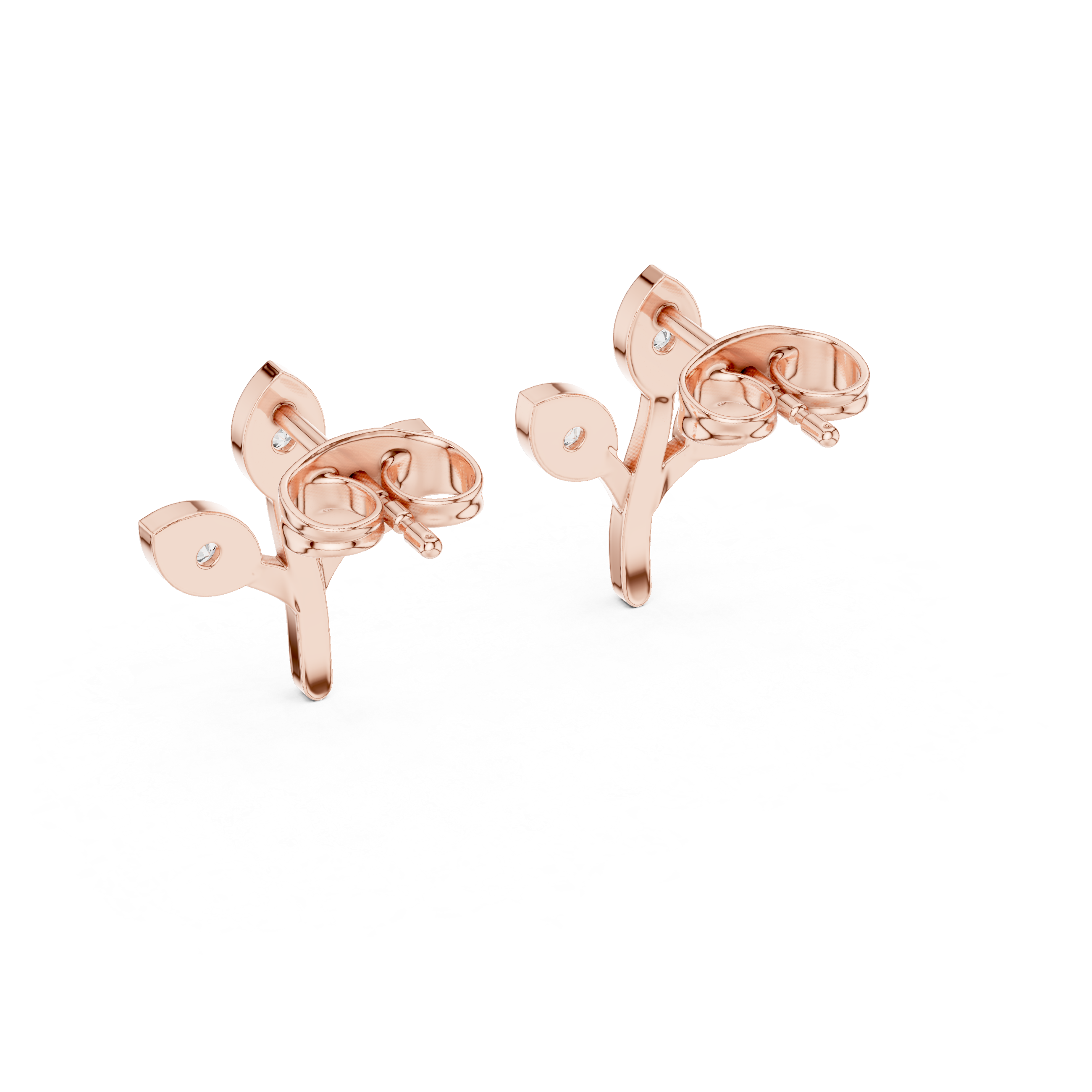 Diamond Leaf Cluster Stud Earrings