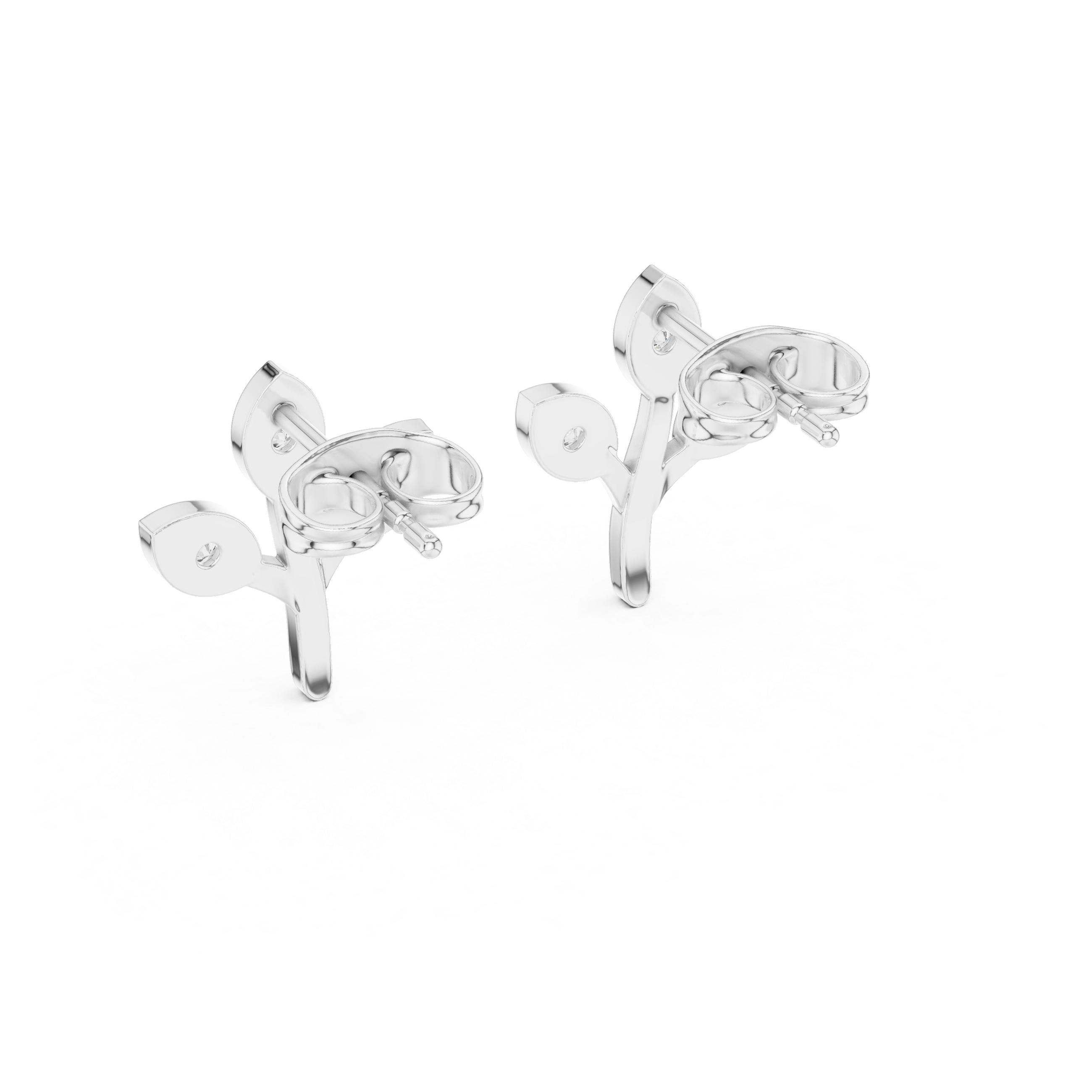 Diamond Leaf Cluster Stud Earrings