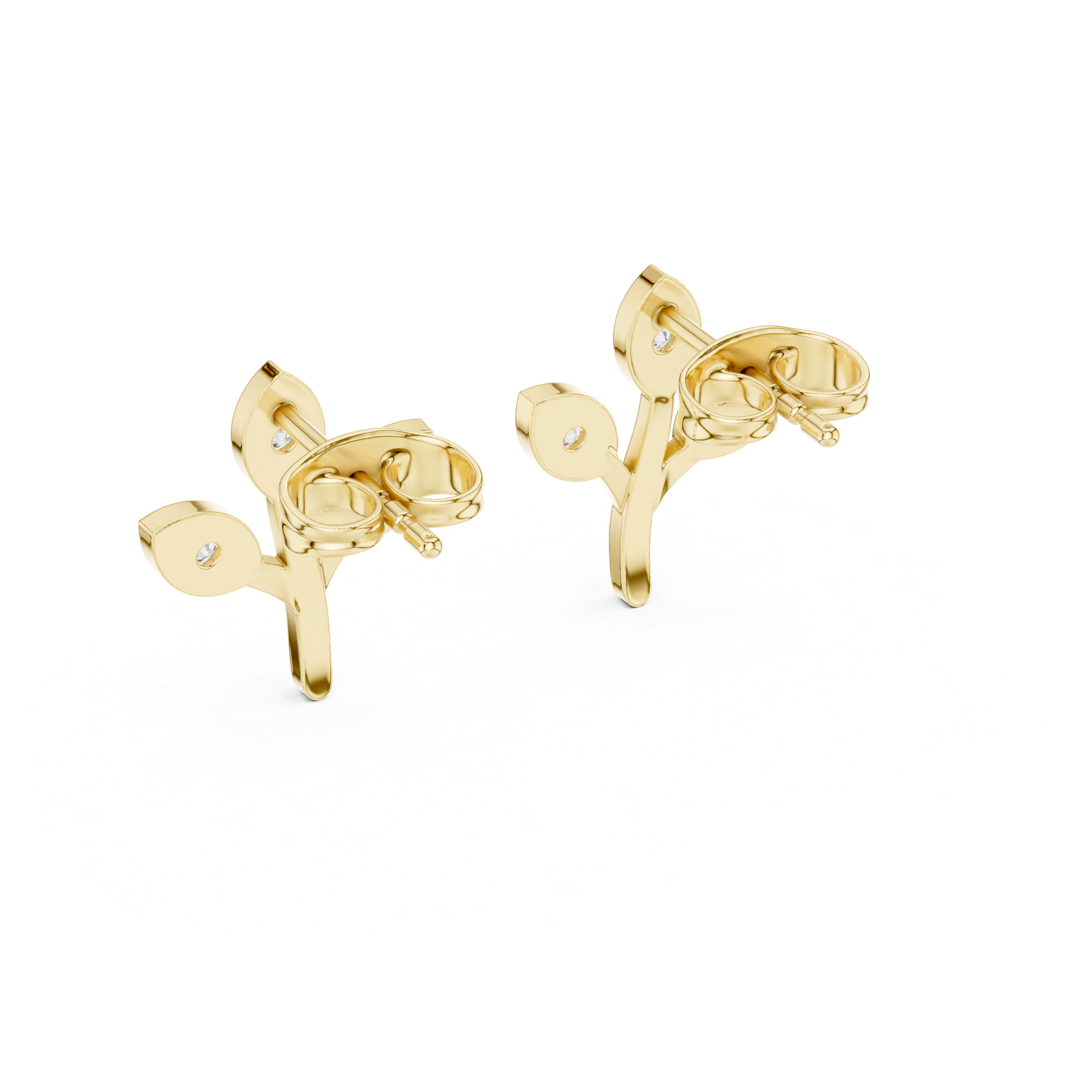 Diamond Leaf Cluster Stud Earrings