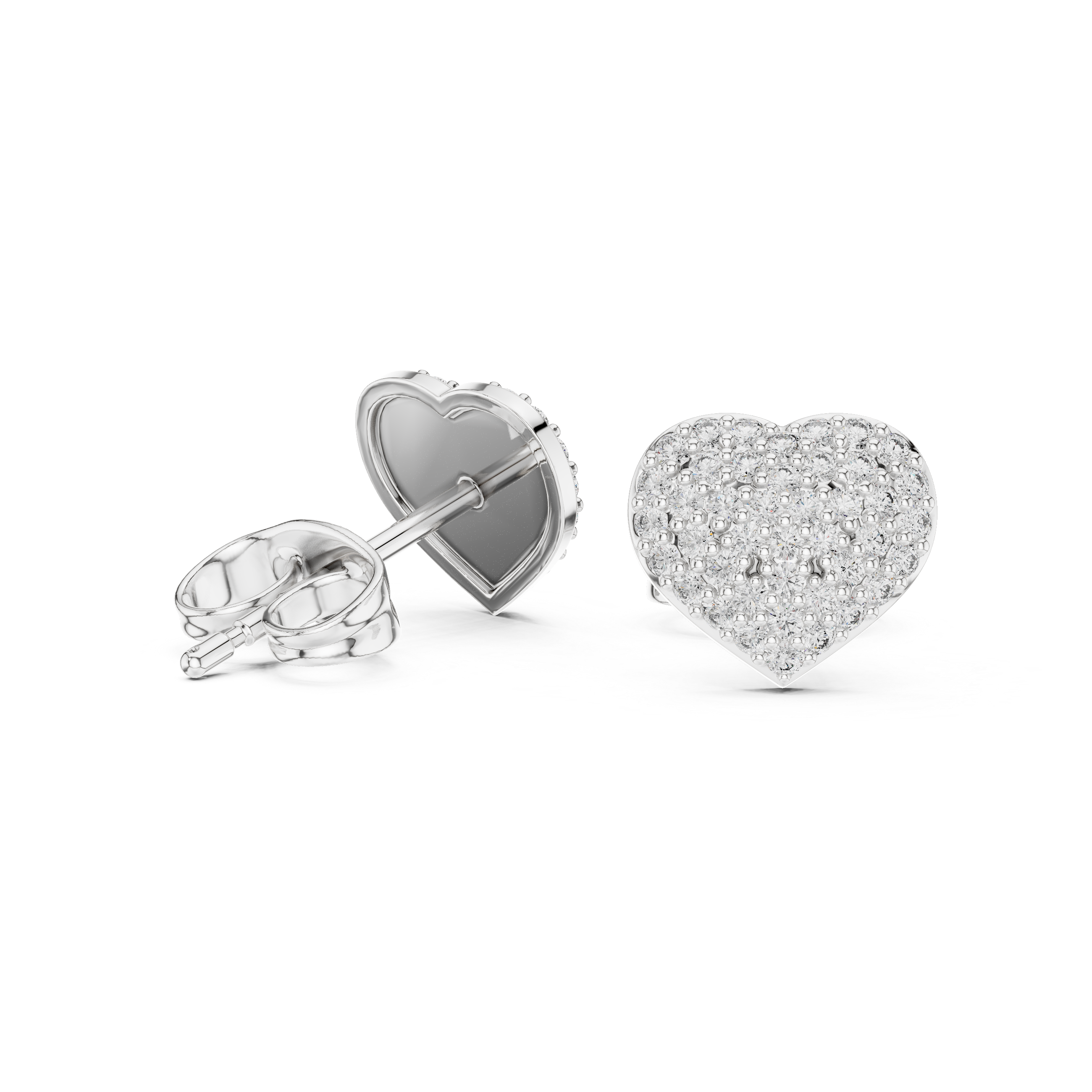 Pavé Heart Diamond Stud Earrings
