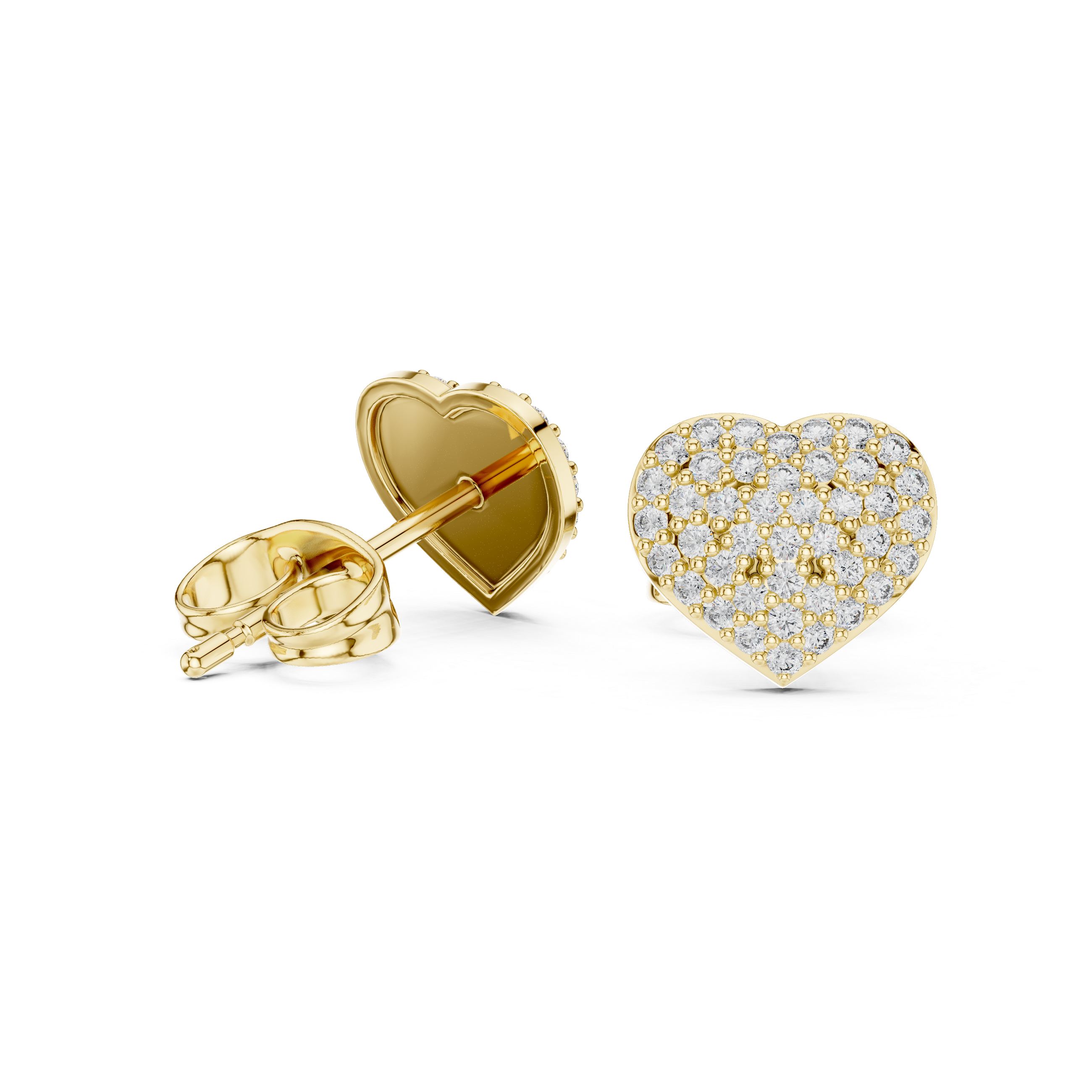 Pavé Heart Diamond Stud Earrings