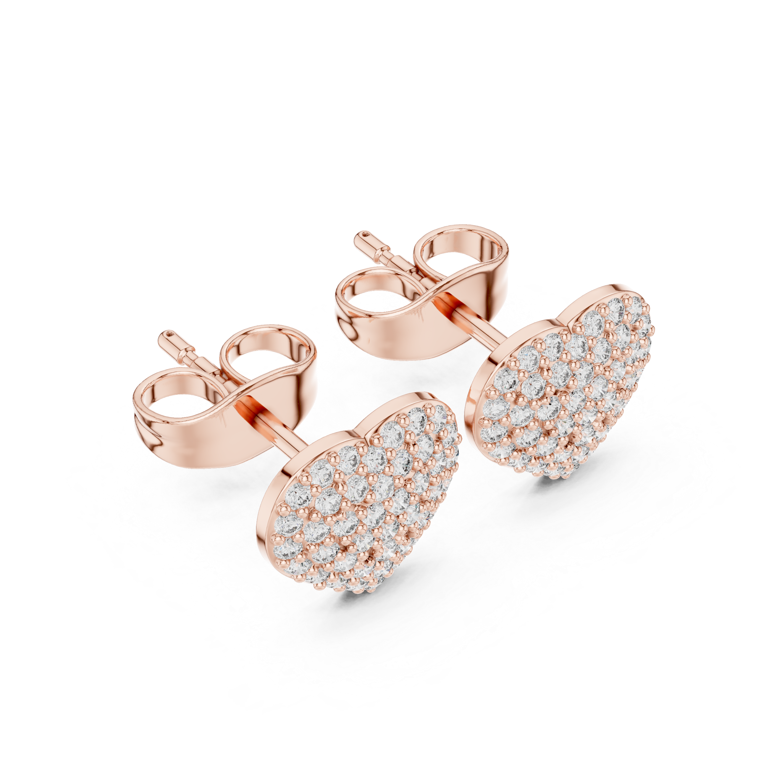 Pavé Heart Diamond Stud Earrings