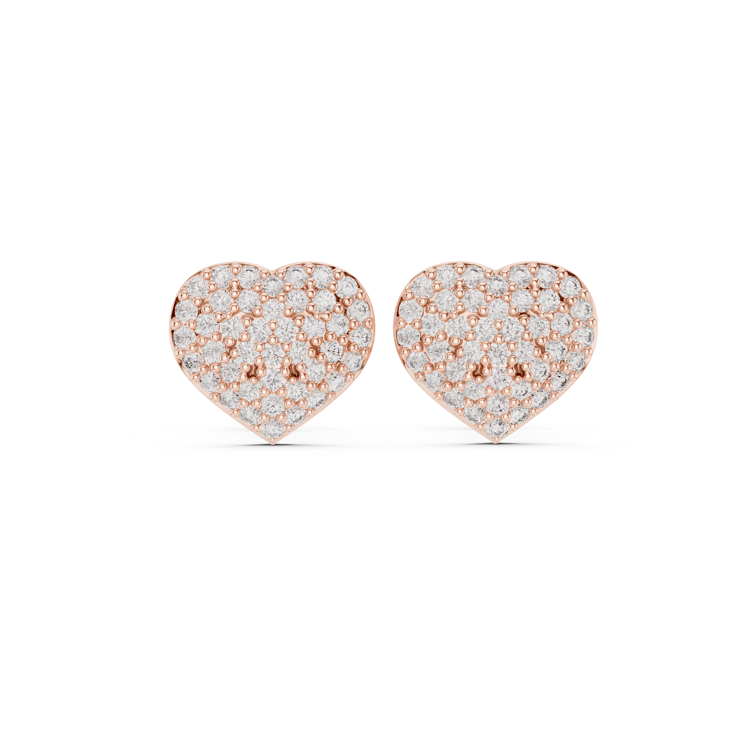 Pavé Heart Diamond Stud Earrings