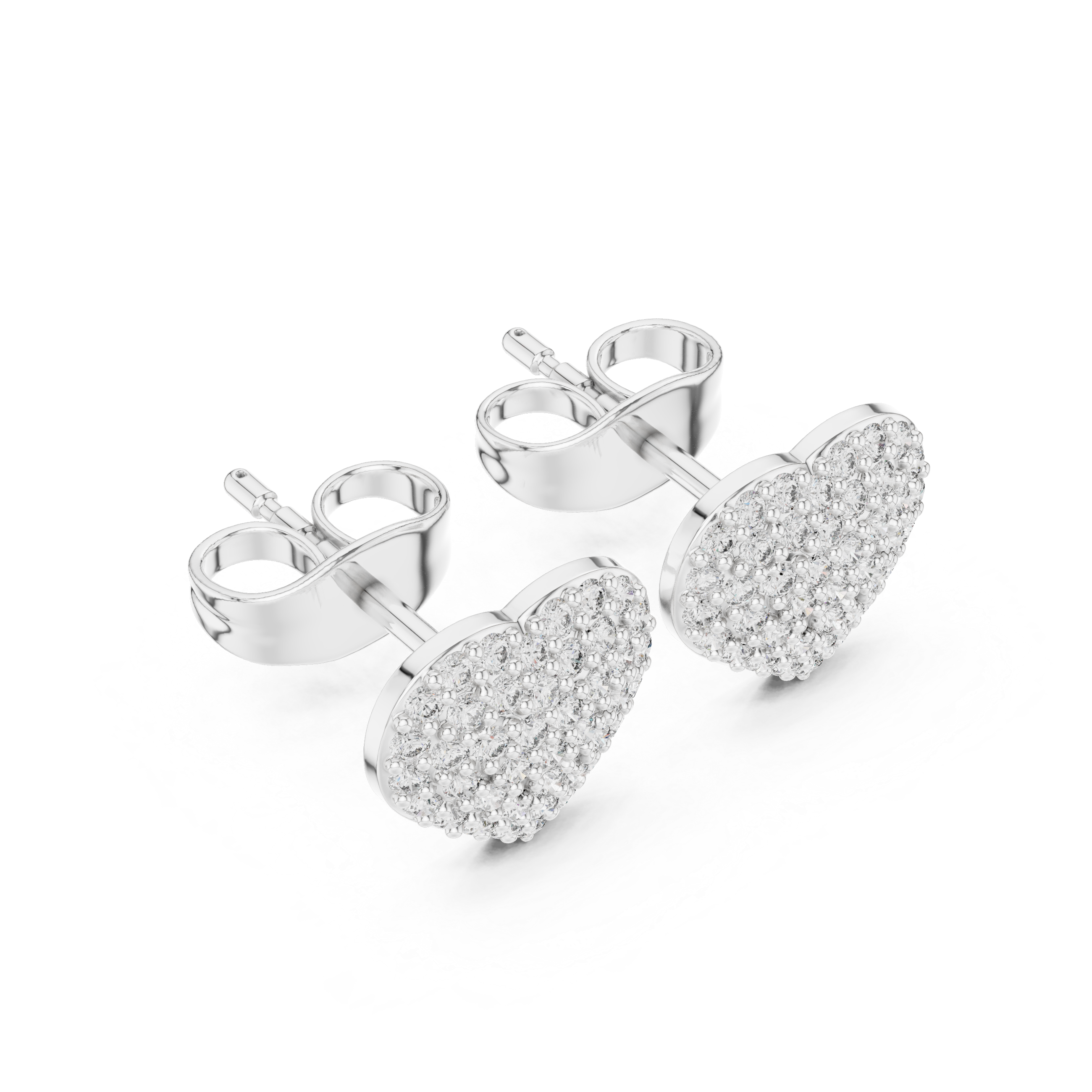 Pavé Heart Diamond Stud Earrings
