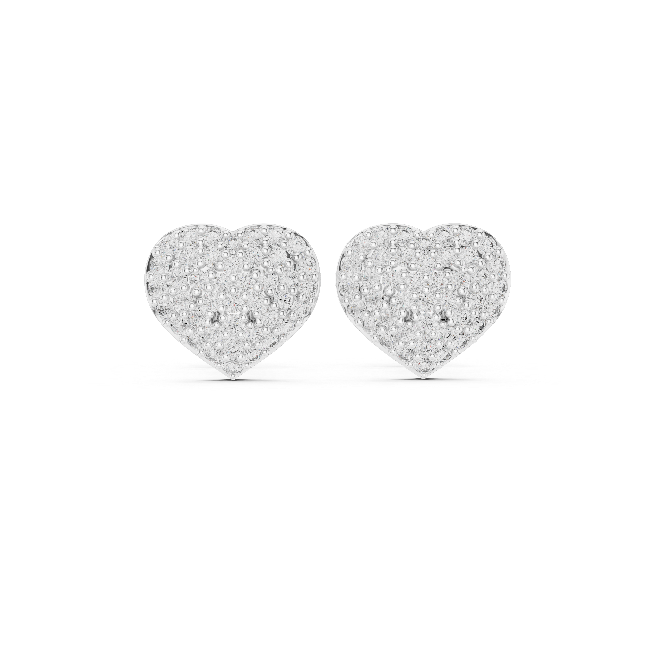 Pavé Heart Diamond Stud Earrings