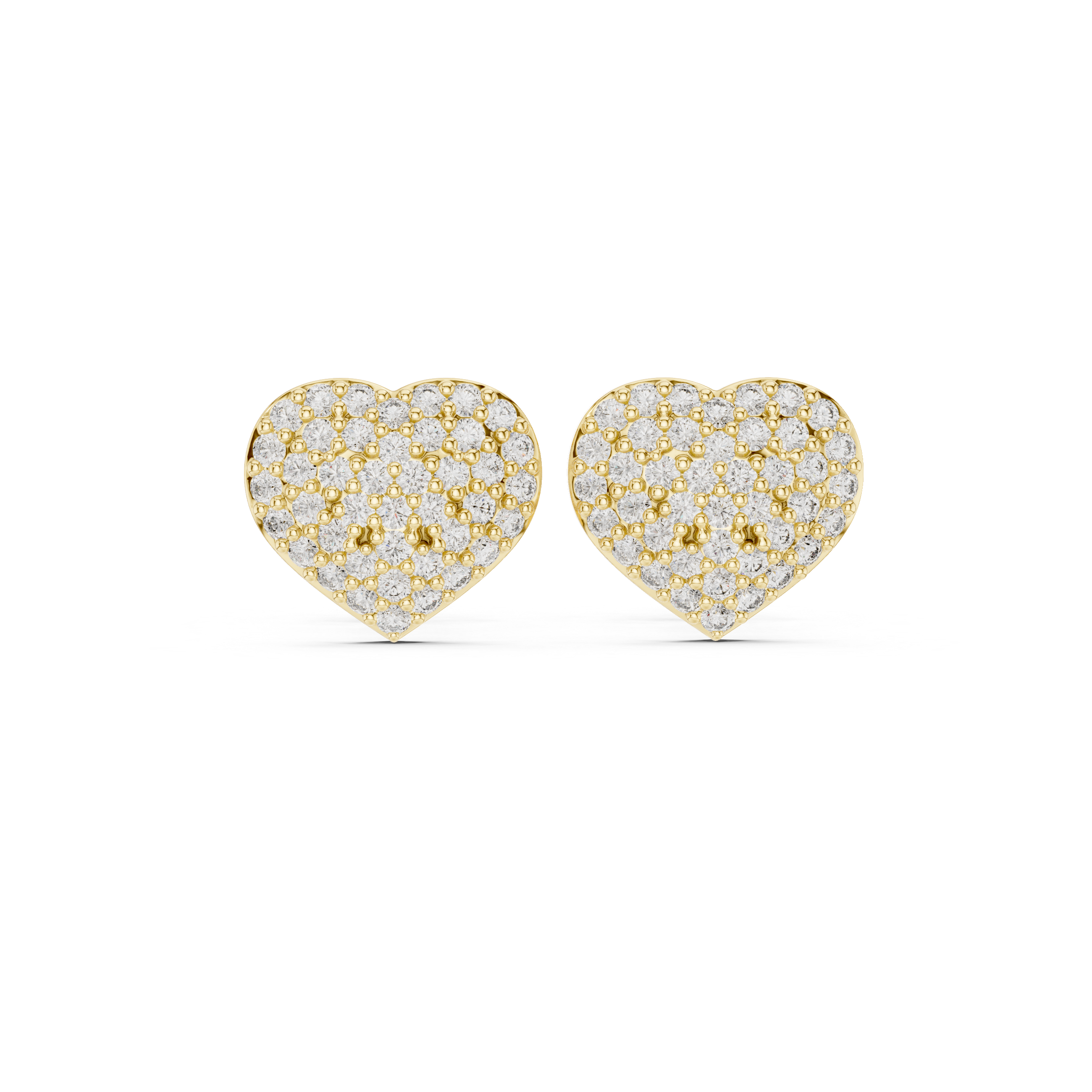 Pavé Heart Diamond Stud Earrings