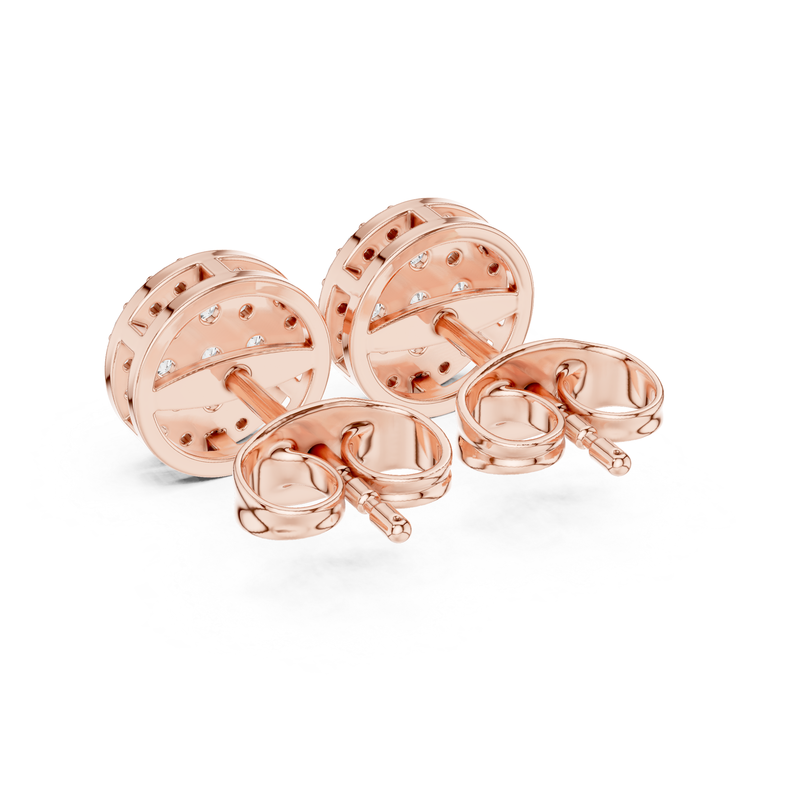 Round Pavé Diamond Cluster Stud Earrings