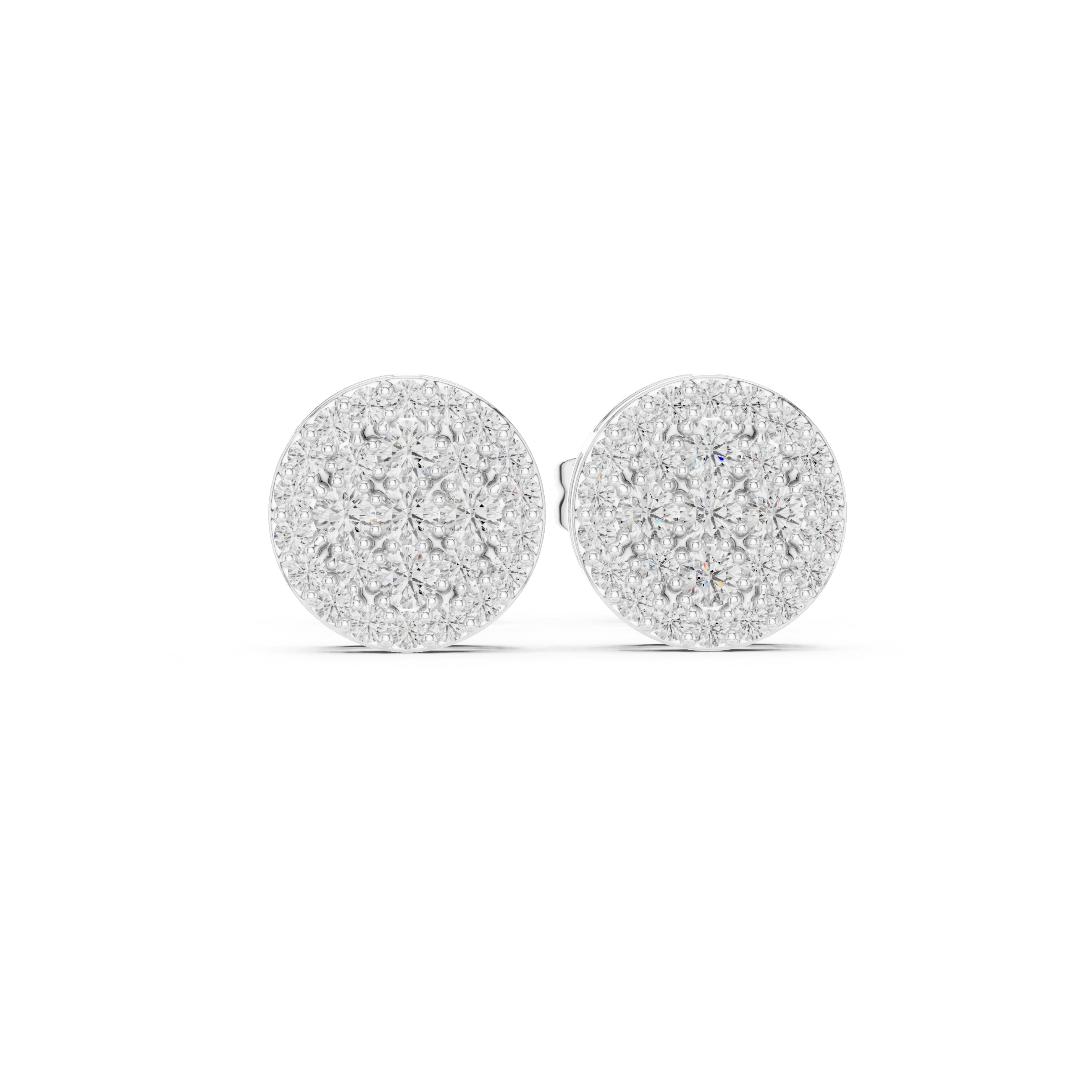 Round Pavé Diamond Cluster Stud Earrings
