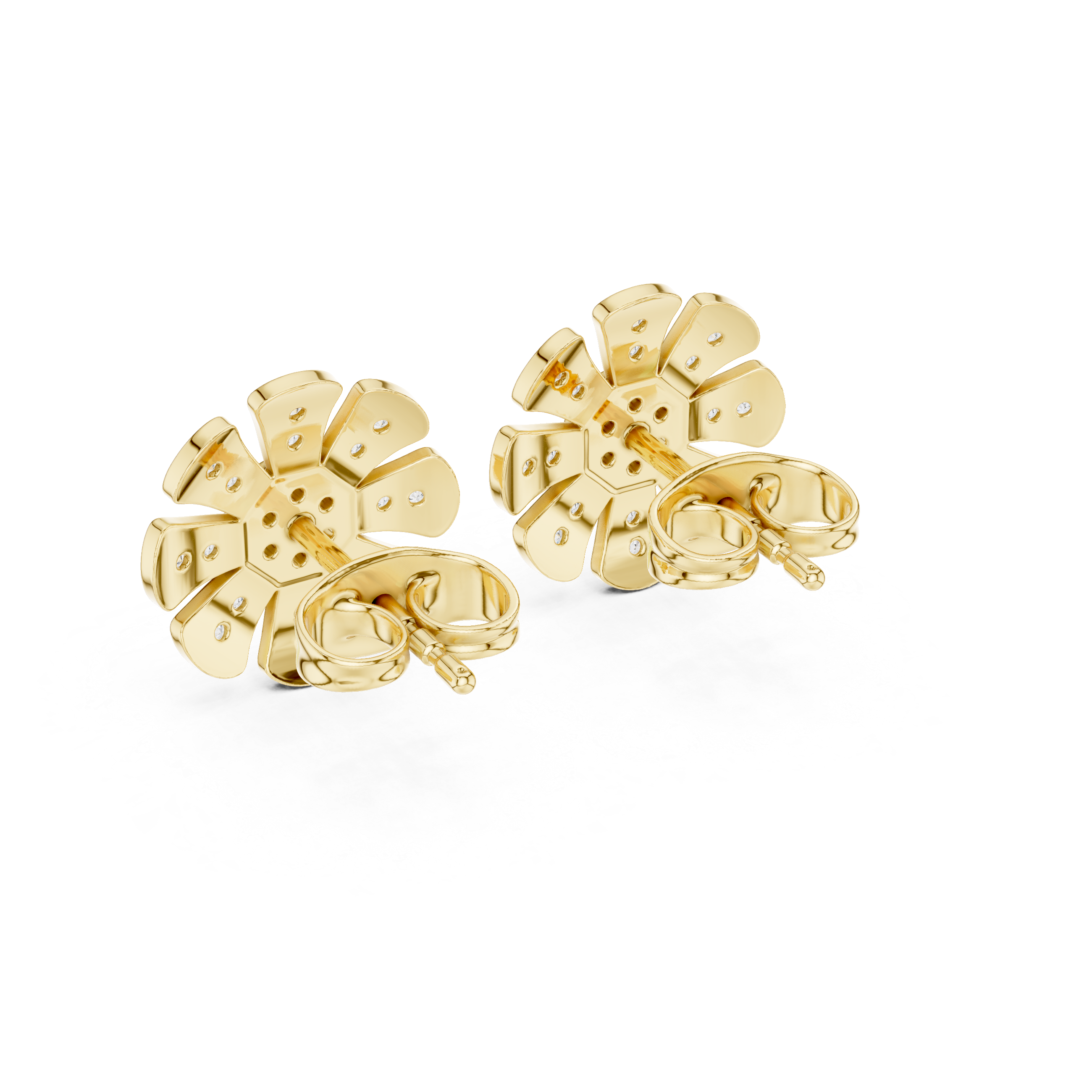 Floral Diamond Cluster Stud Earrings