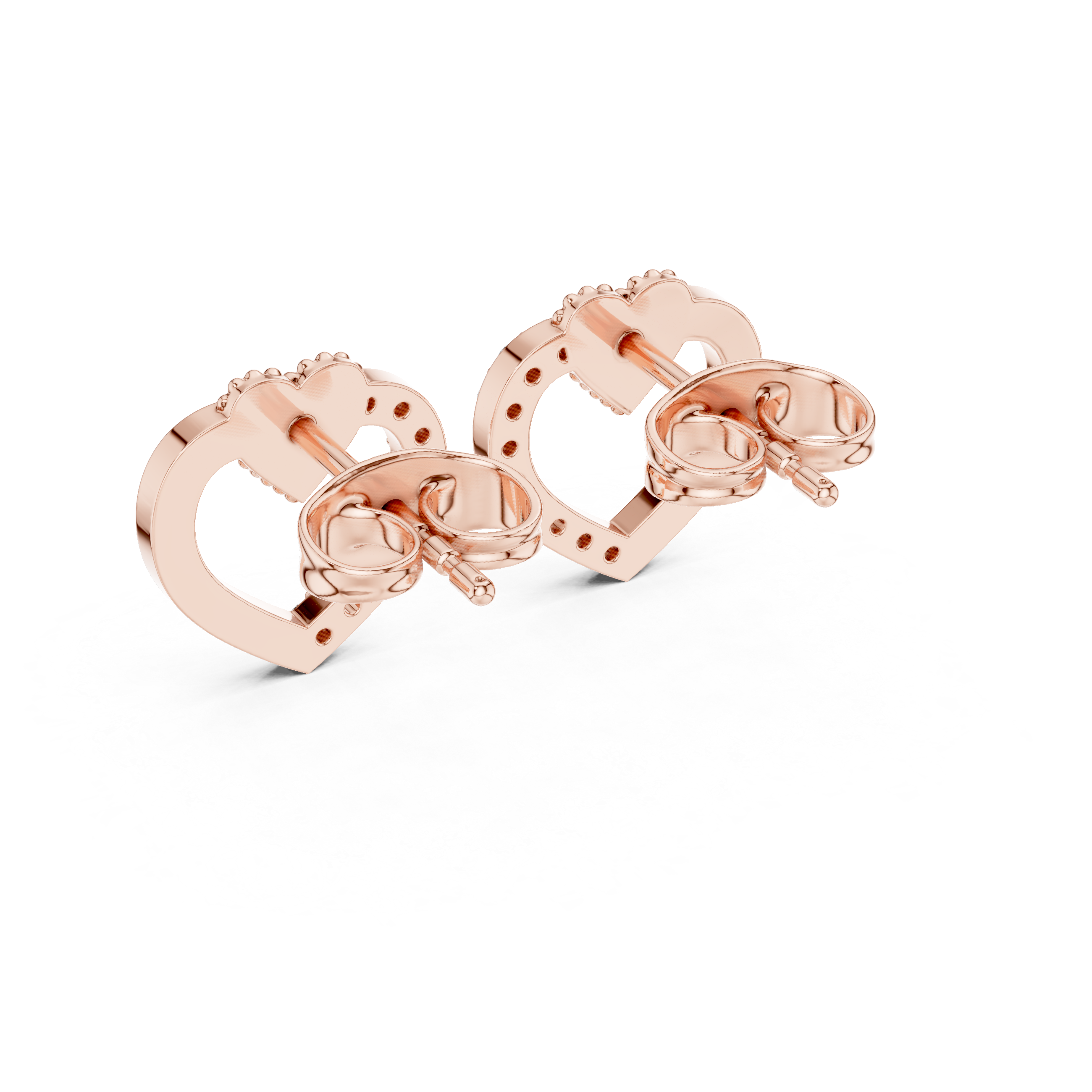 Elegant Heart Outline Diamond Stud Earrings