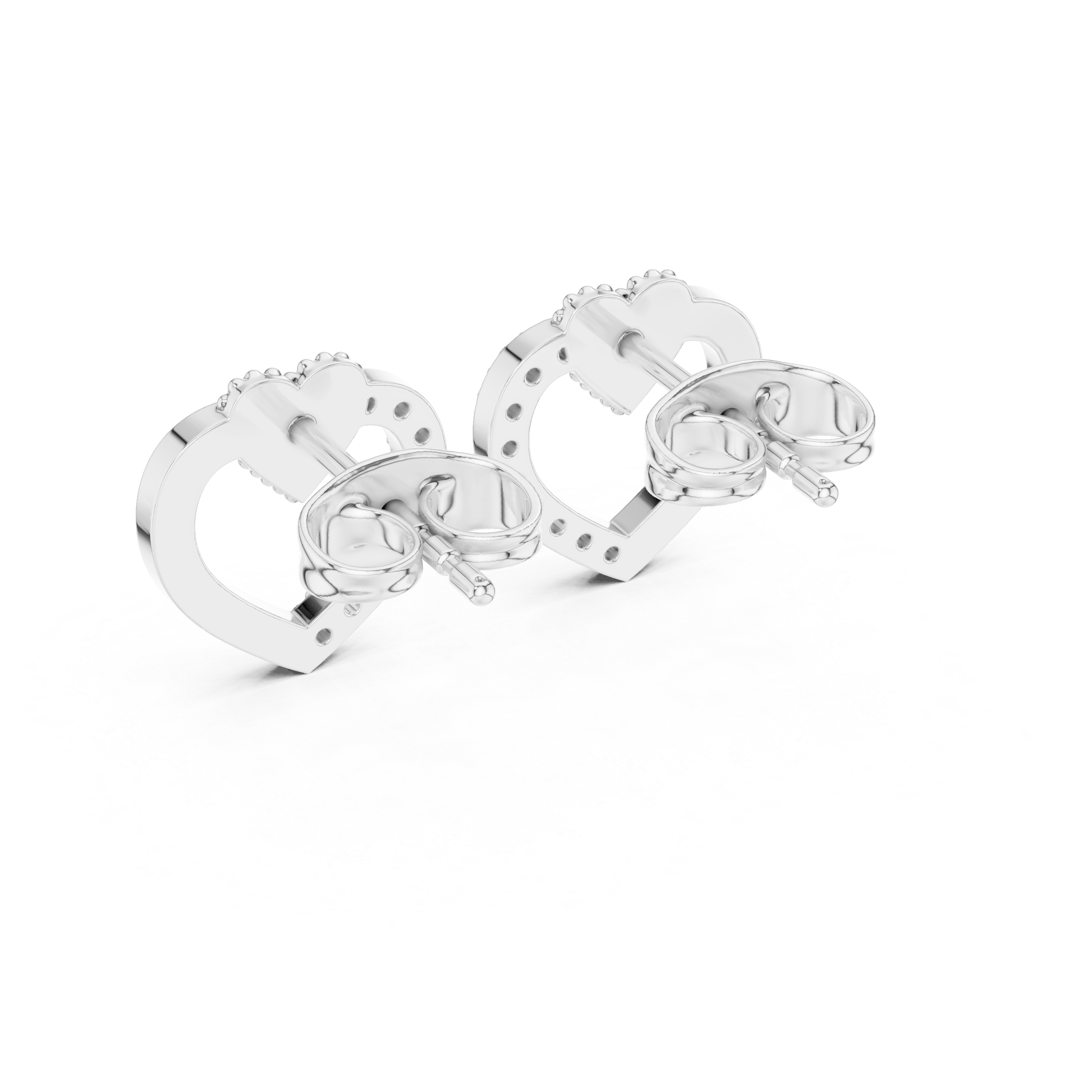 Elegant Heart Outline Diamond Stud Earrings