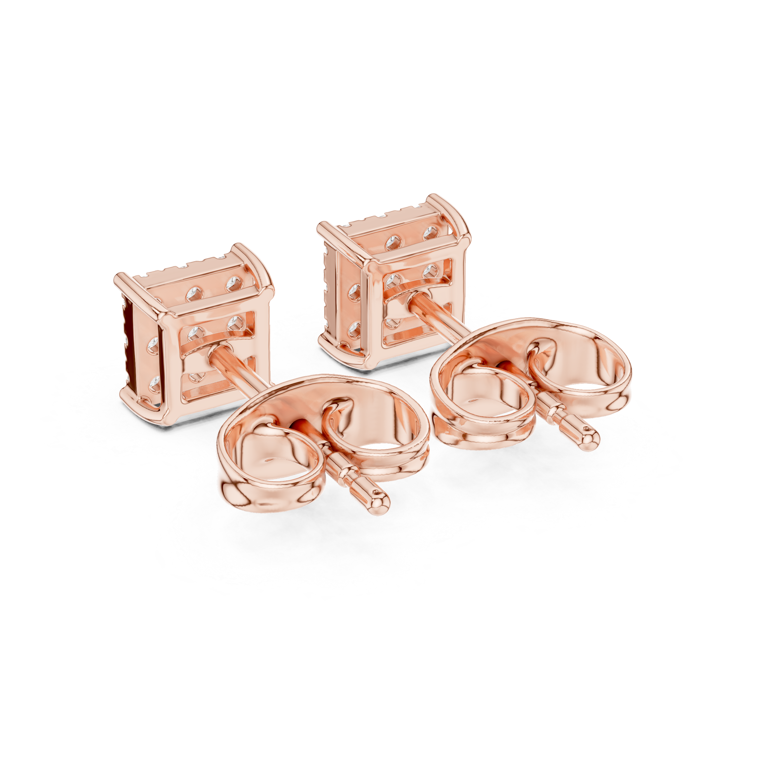 Minimalist Square Diamond Cluster Stud Earrings