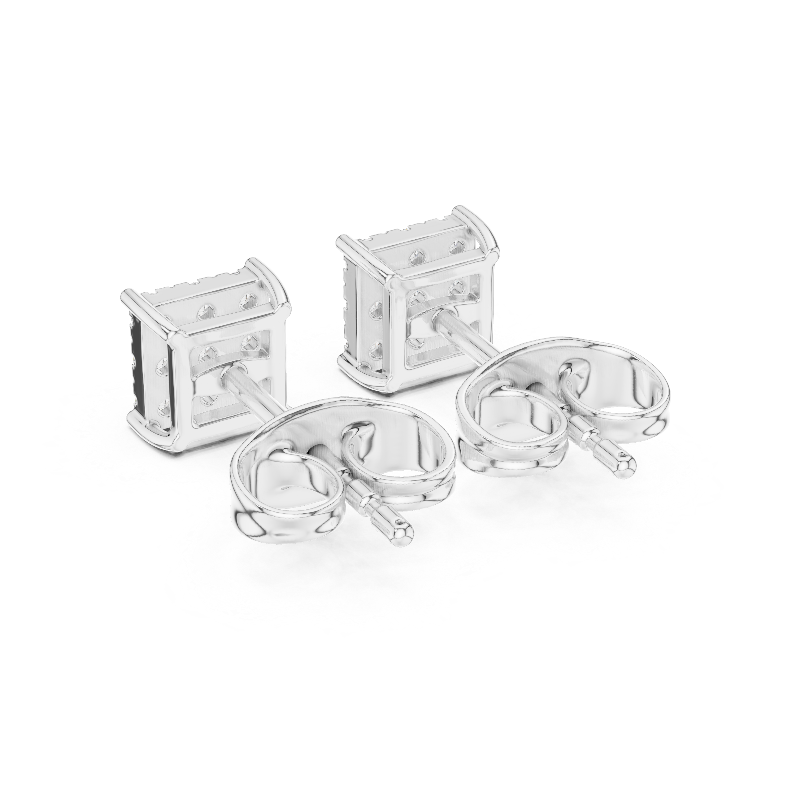 Minimalist Square Diamond Cluster Stud Earrings