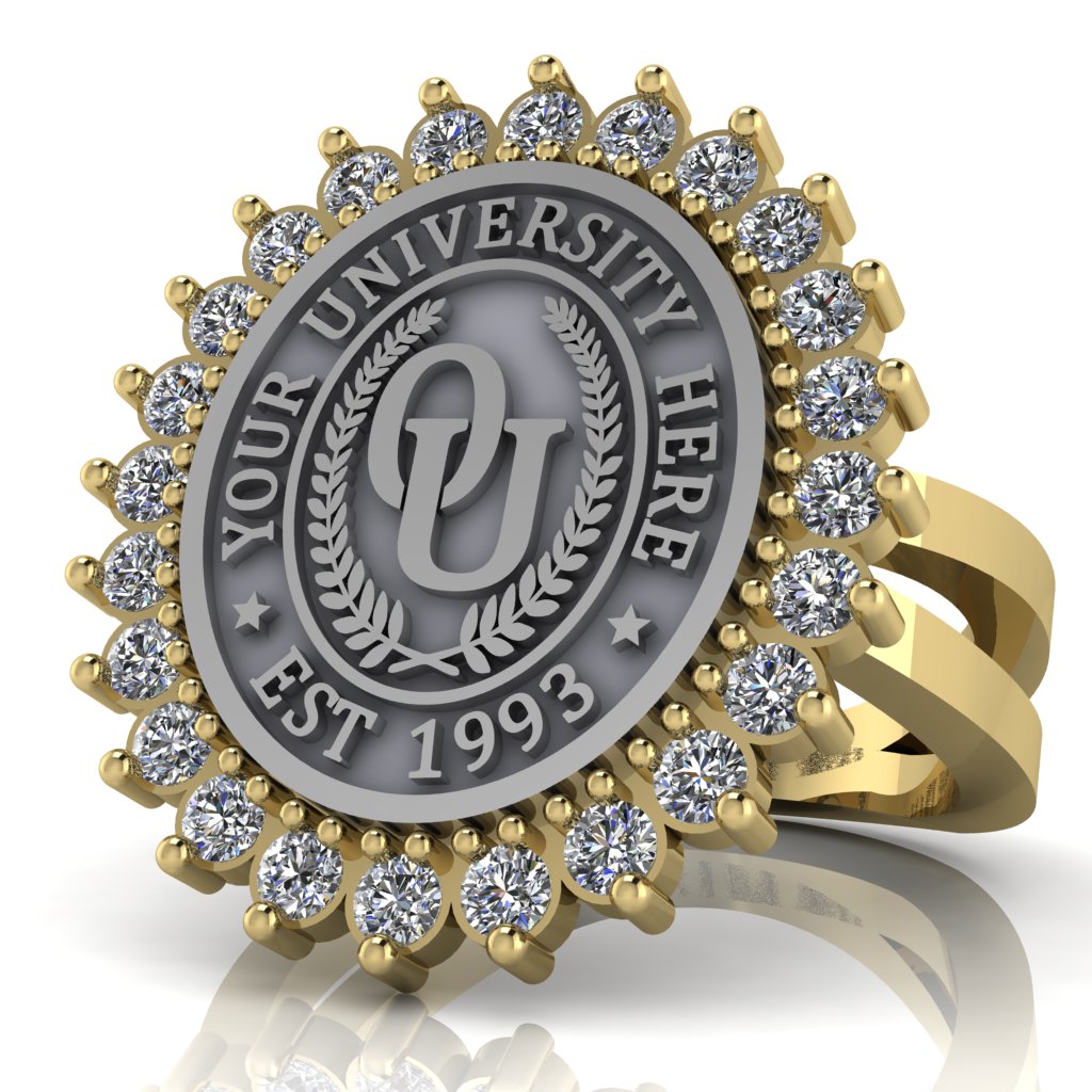 Serku Oval | Knife Edge Band Custom Collage Ring