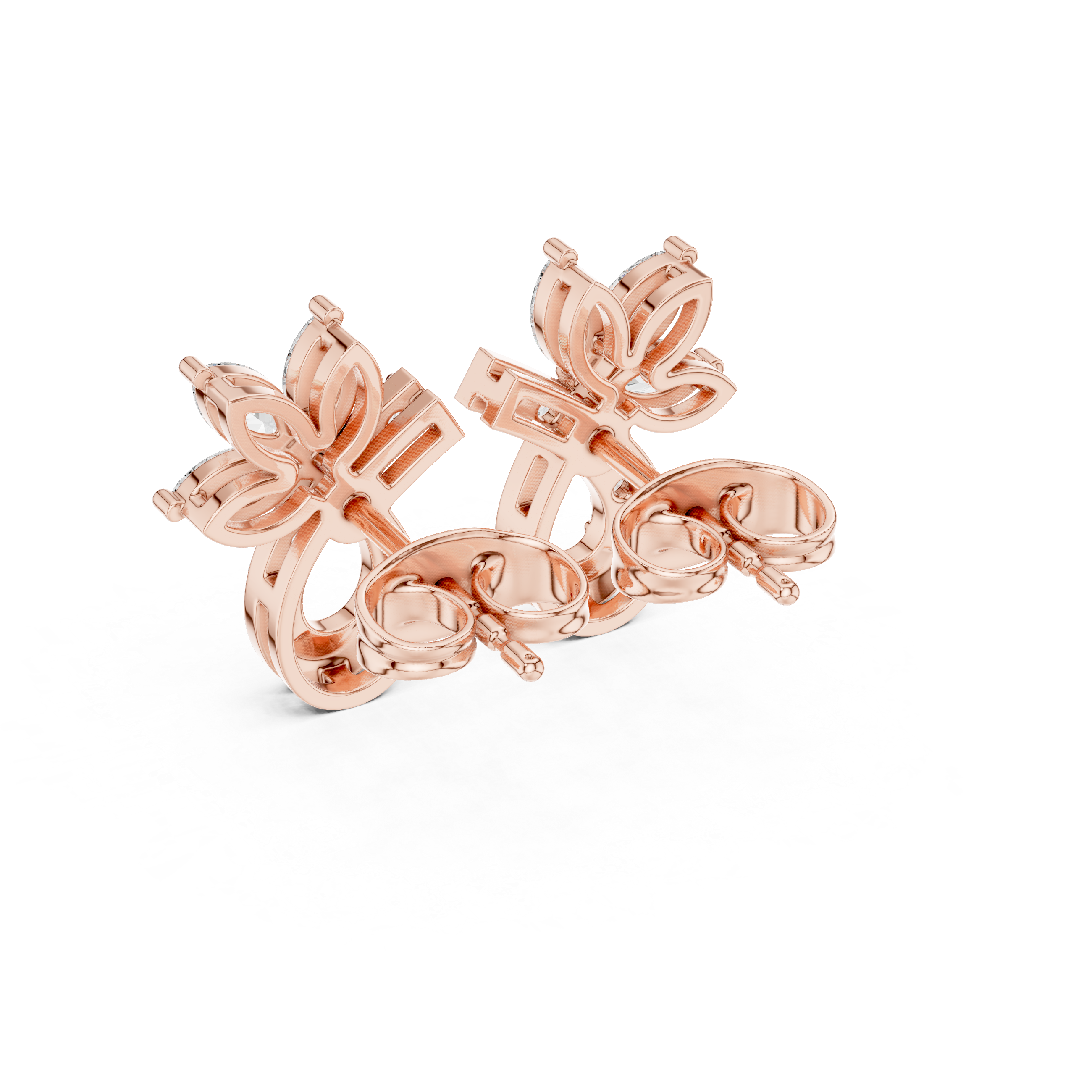 Marquise Diamond Floral Drop Earrings in Gold