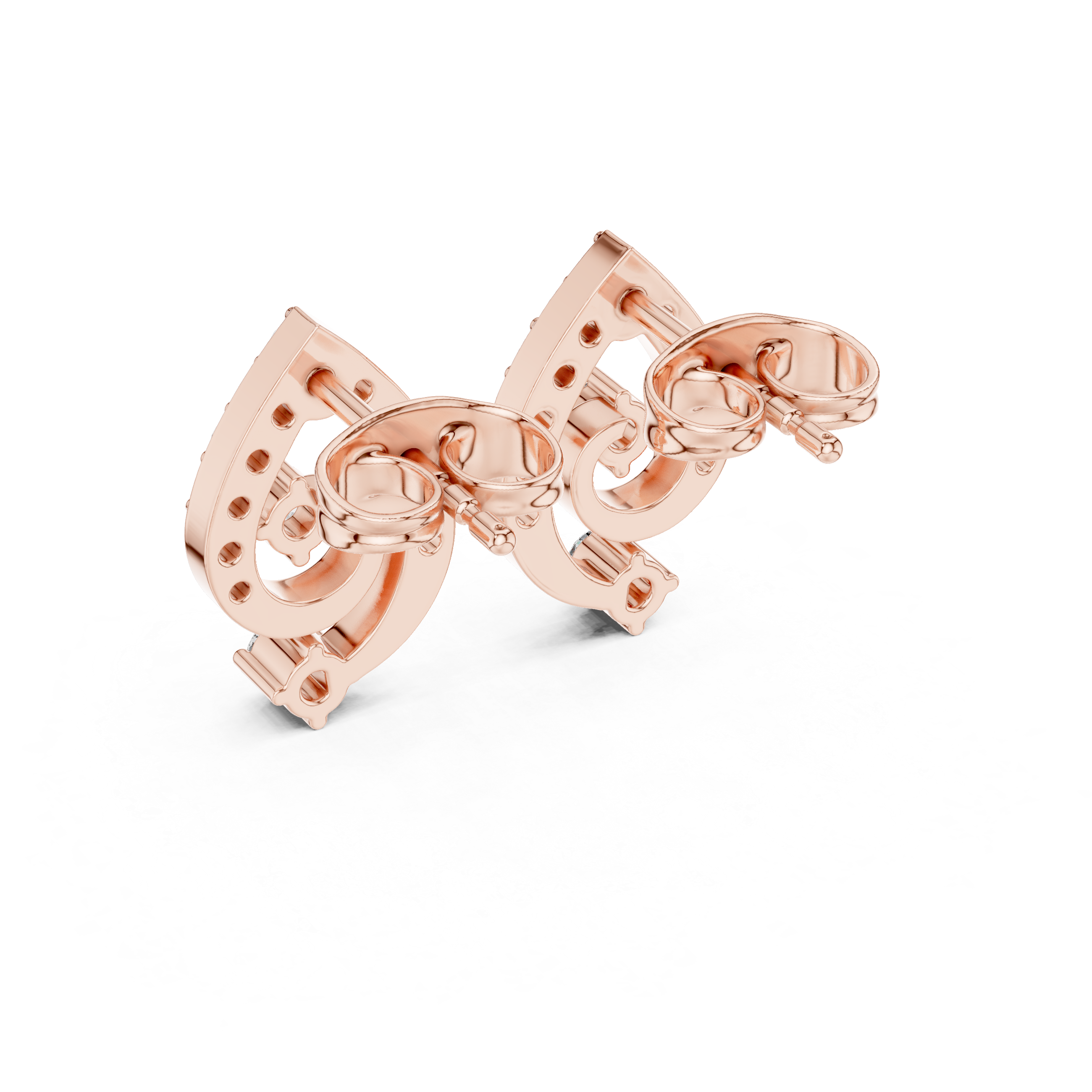 Teardrop Spiral Diamond Stud Earrings in Gold