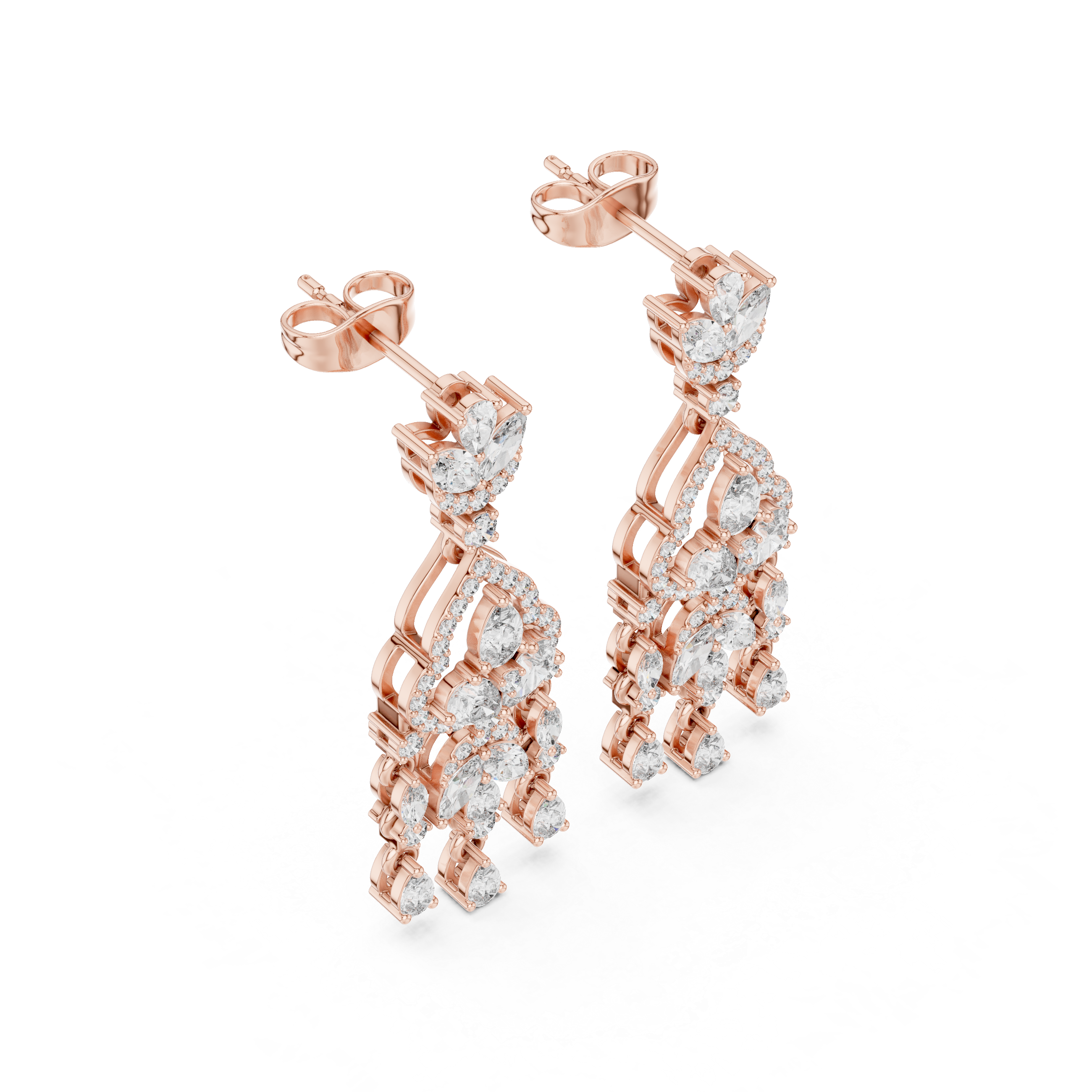 Luxury Chandelier Diamond Earrings – Multi Shape Statement Drop Design