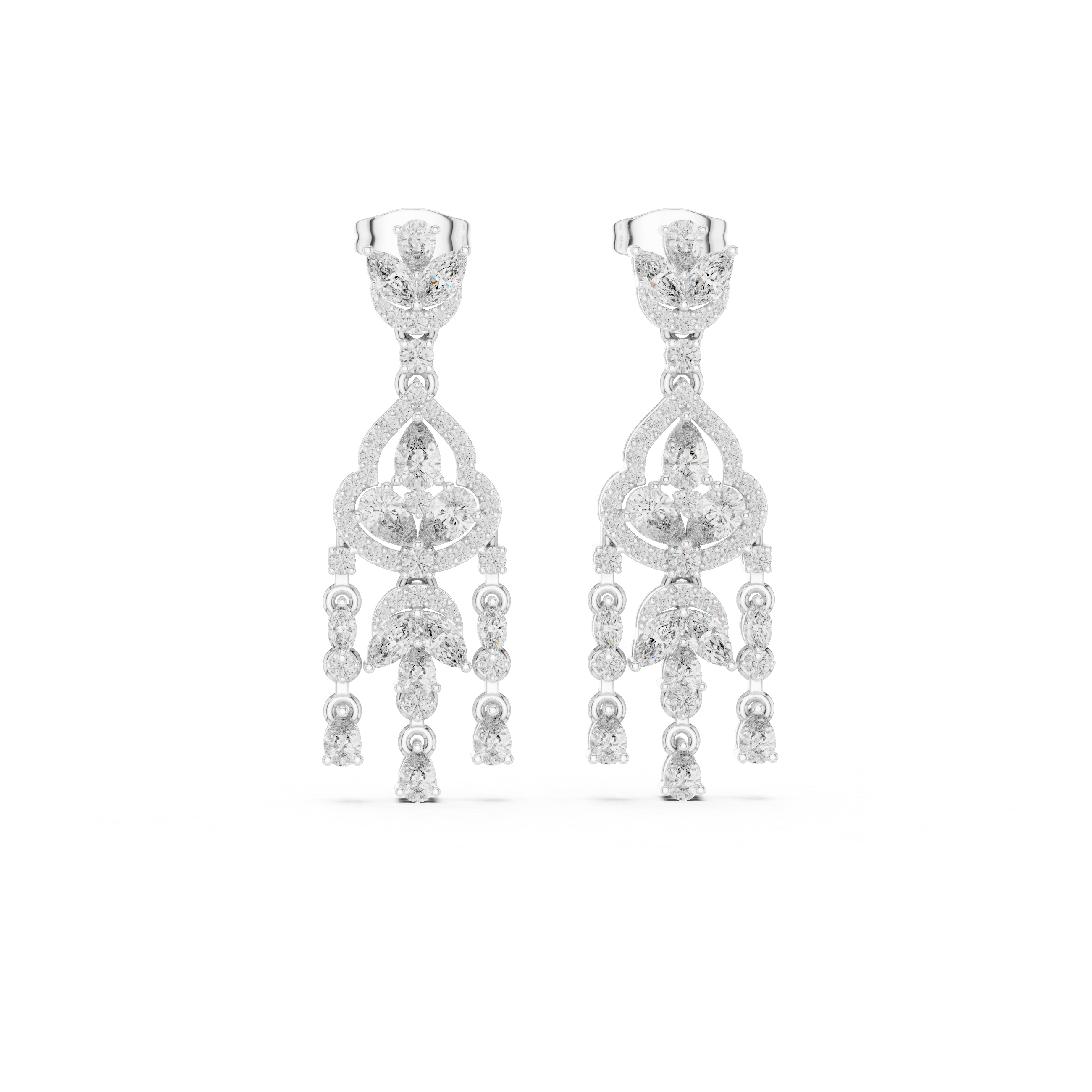 Luxury Chandelier Diamond Earrings – Multi Shape Statement Drop Design