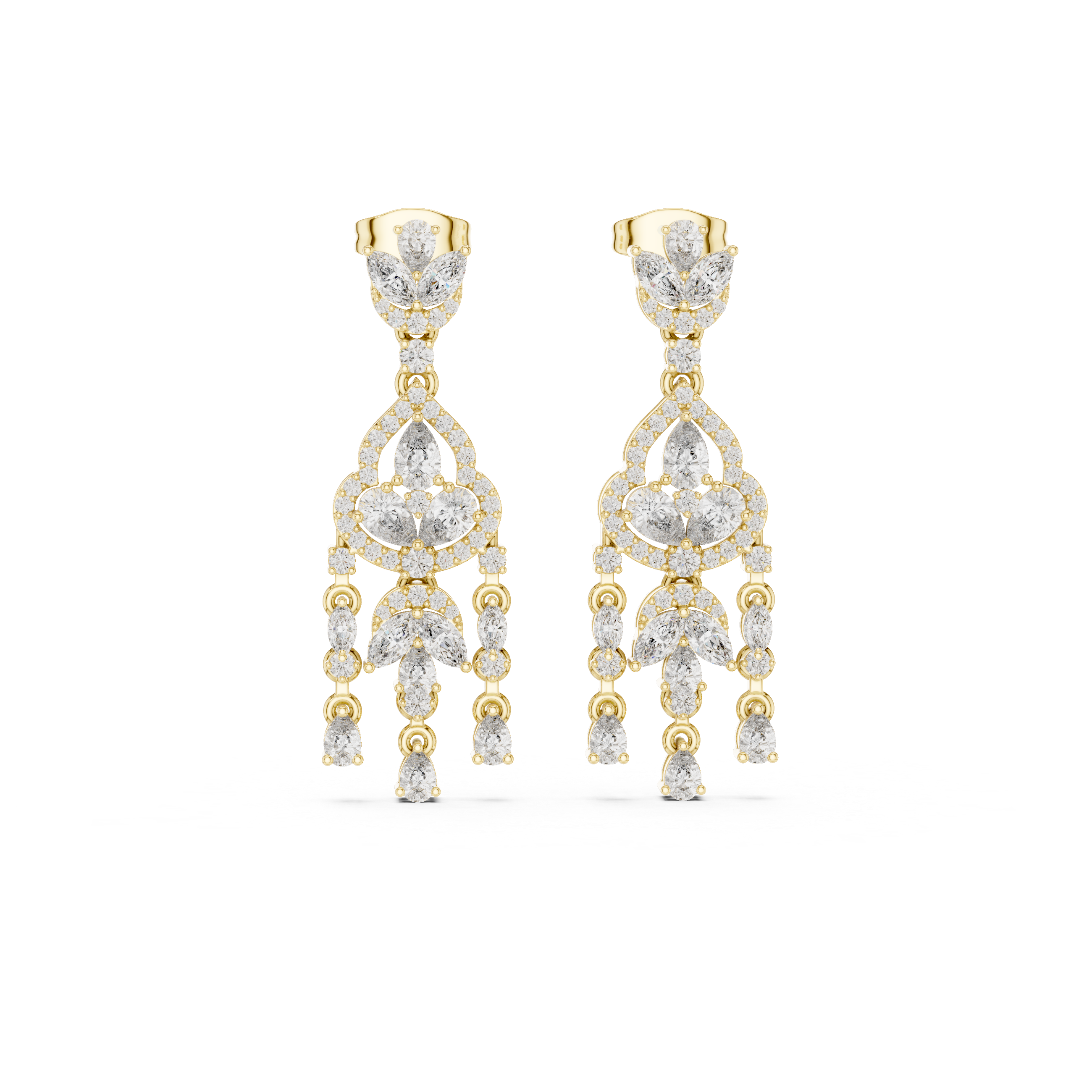 Luxury Chandelier Diamond Earrings – Multi Shape Statement Drop Design