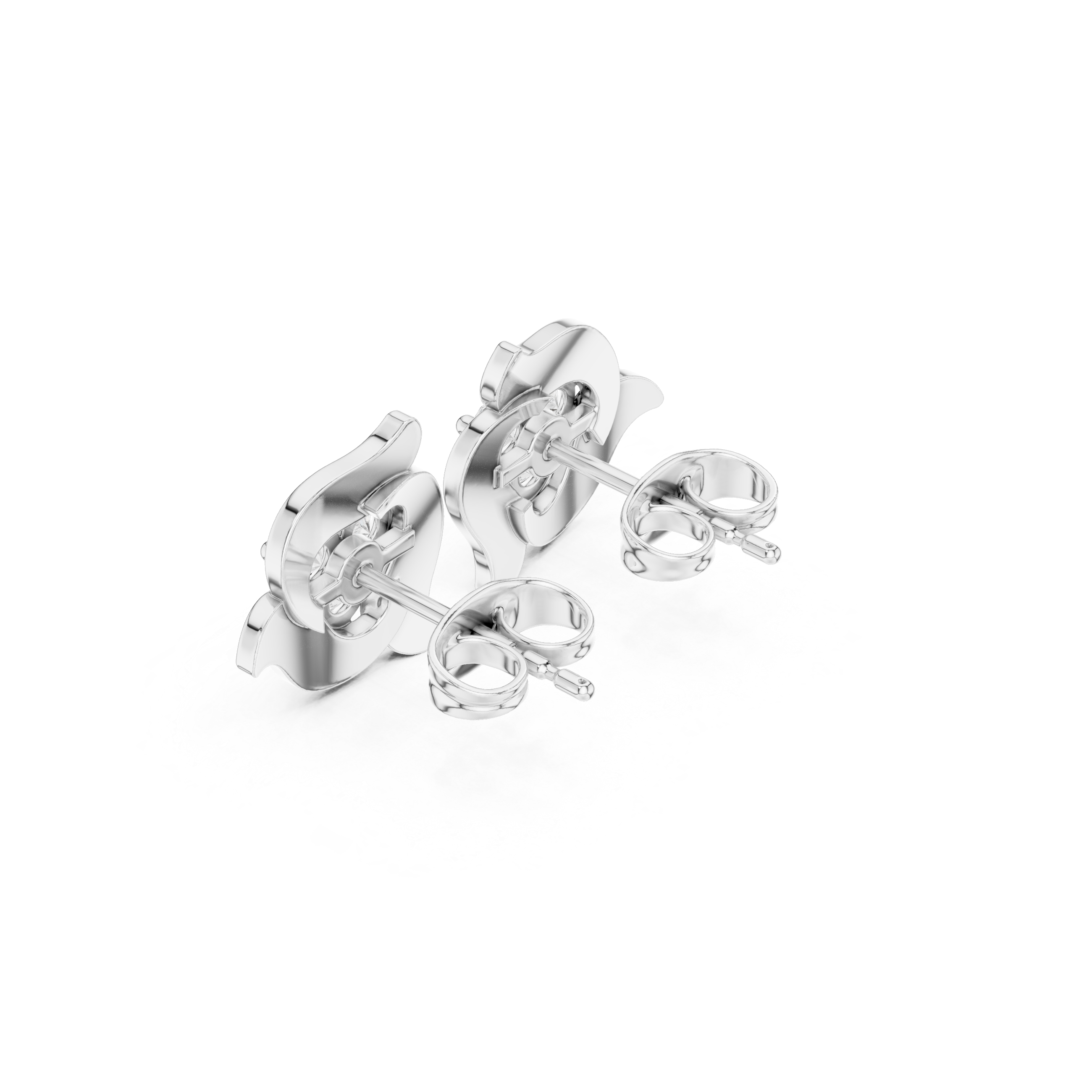Abstract Floral Diamond Stud Earrings – Modern Petal Design
