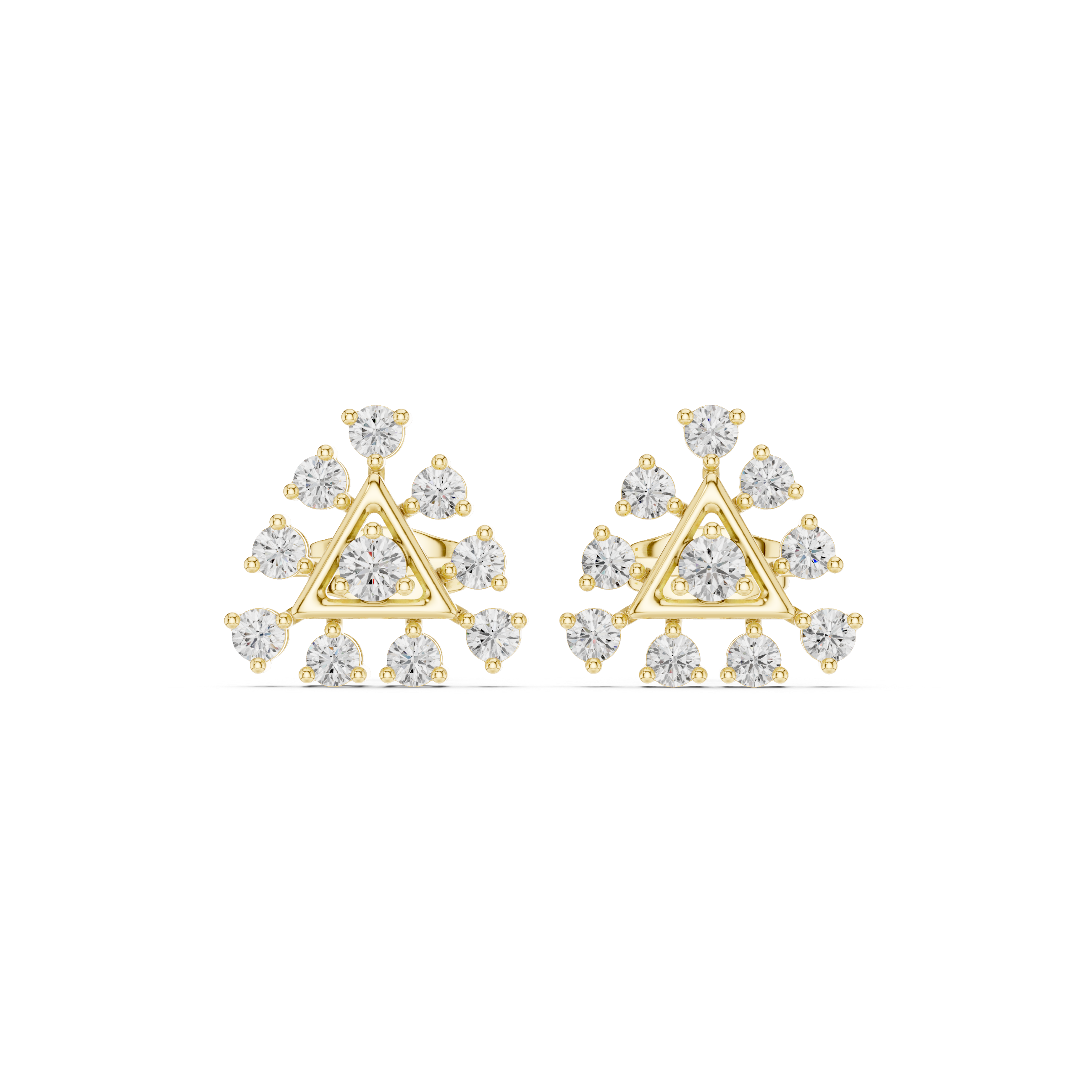Geometric Triangle Diamond Stud Earrings – Modern Halo Cluster Design