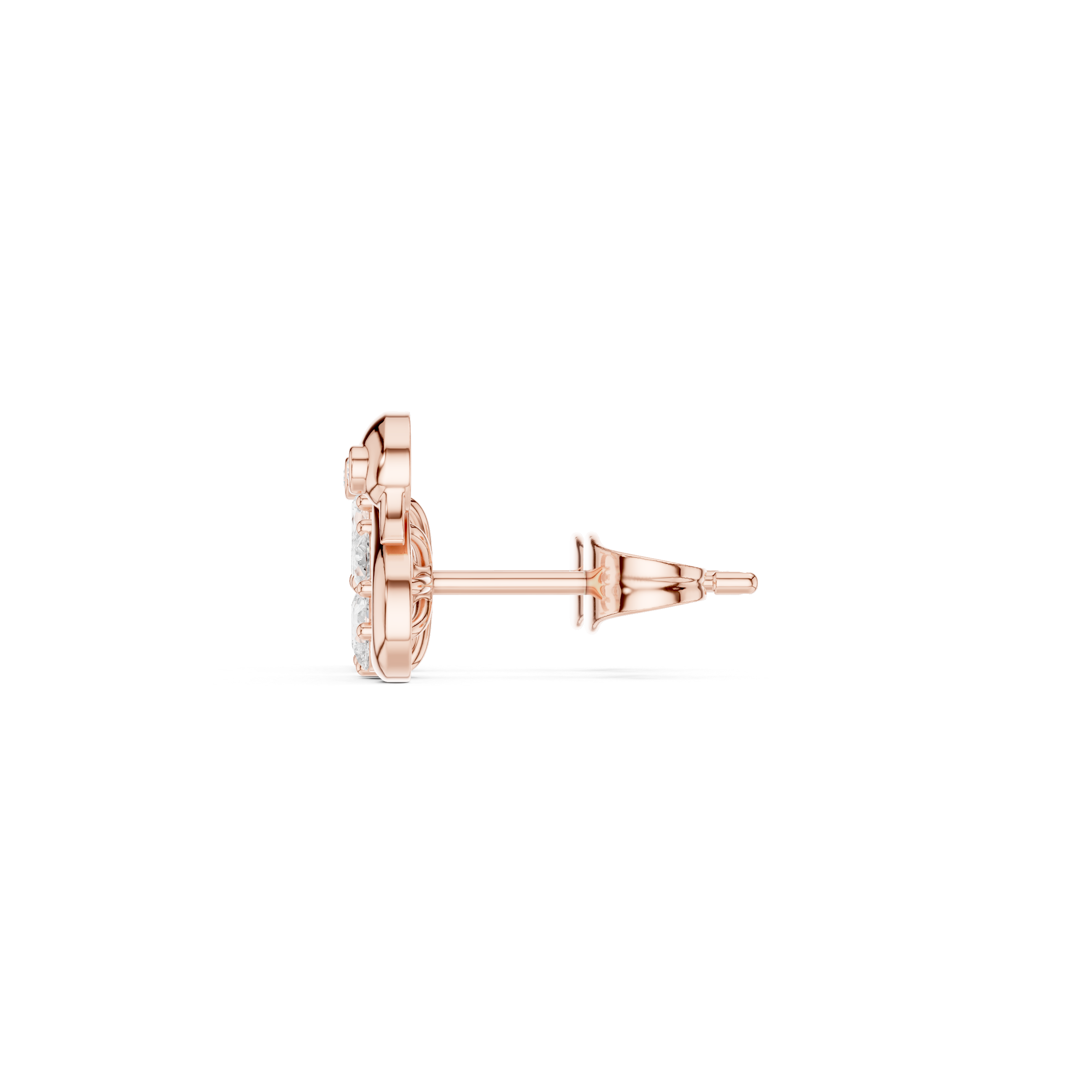 Swan Motif Diamond Flower Stud Earrings