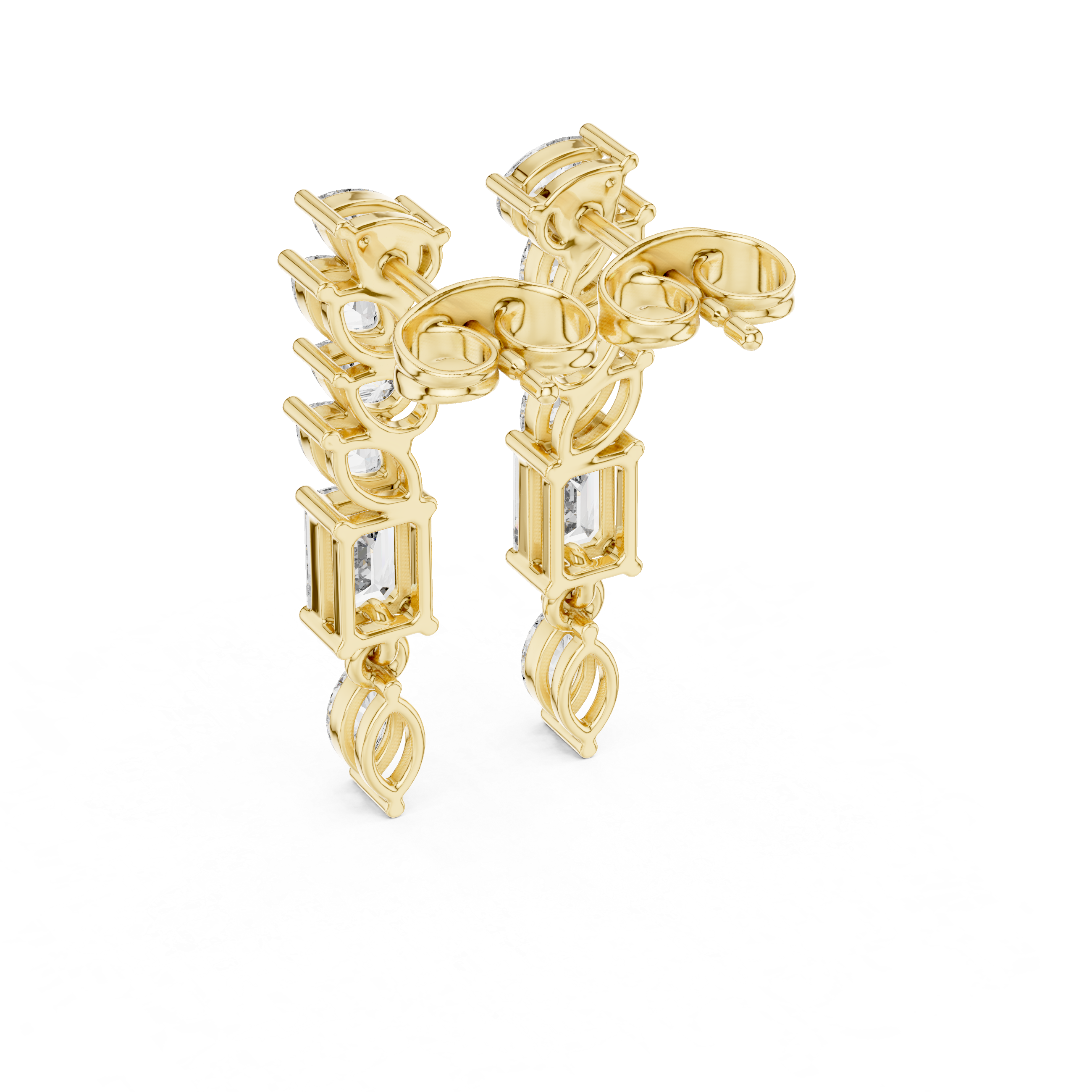 Mixed Cut Diamond Drop Earrings – Marquise, Pear & Emerald Design