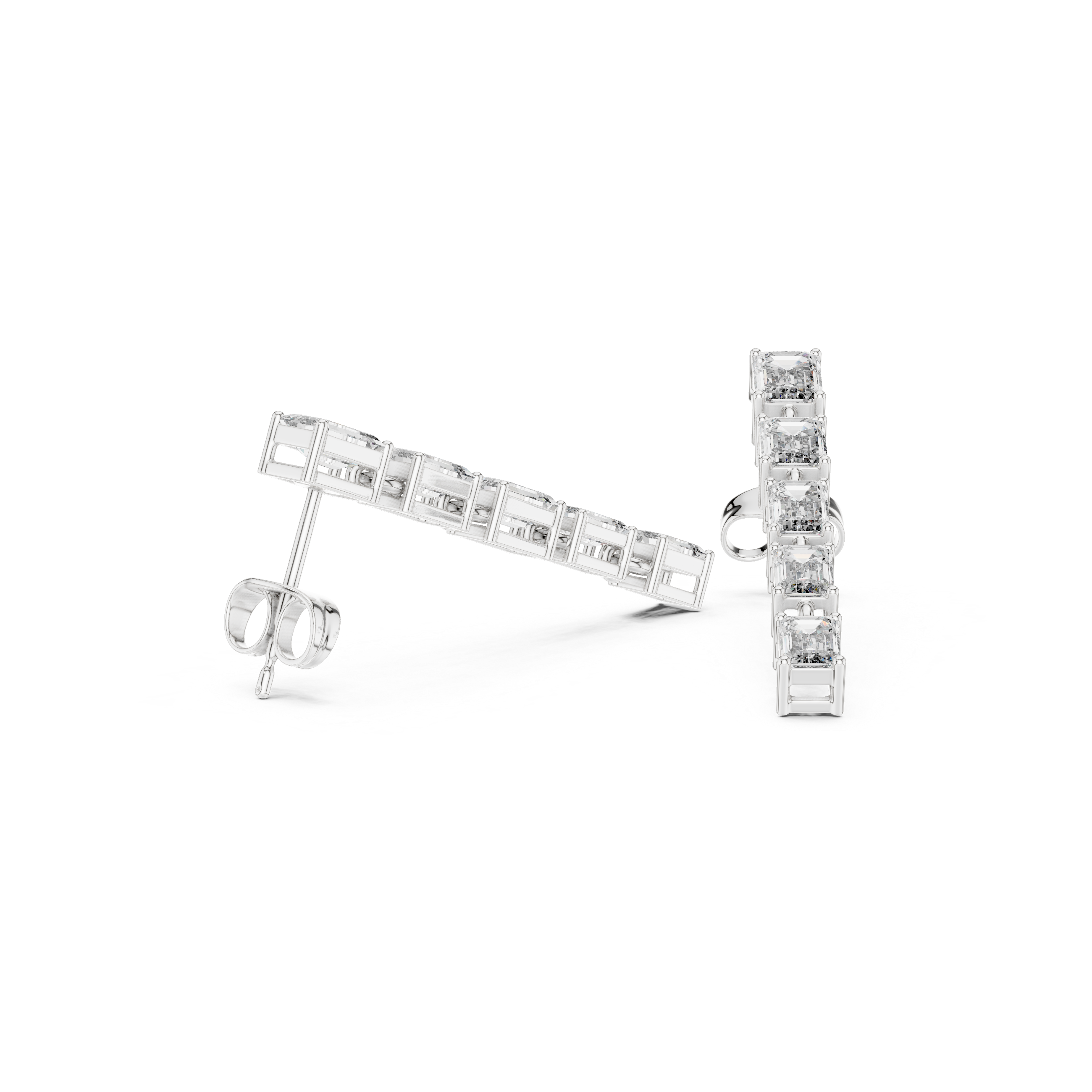 Emerald Cut Diamond Drop Earrings – Linear Dangle Design