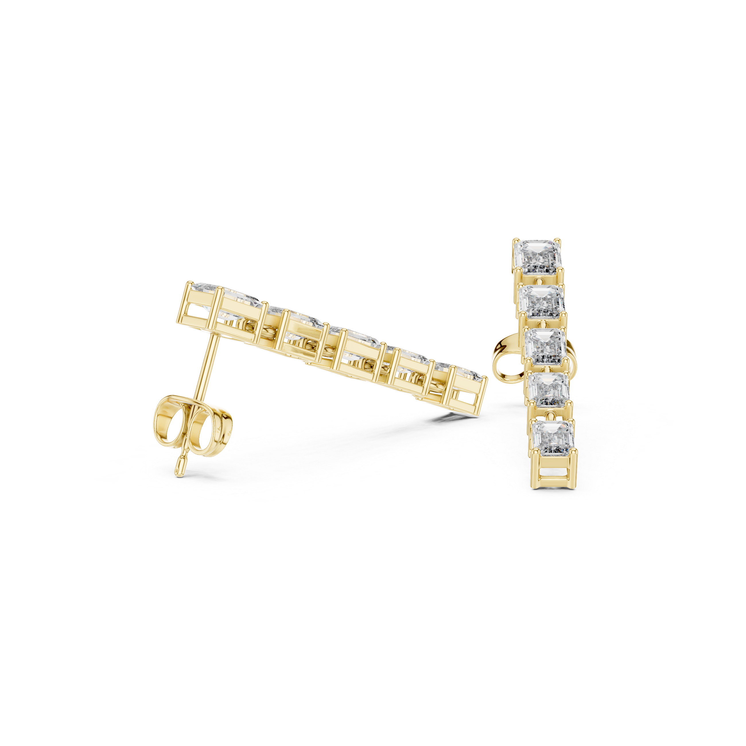 Emerald Cut Diamond Drop Earrings – Linear Dangle Design