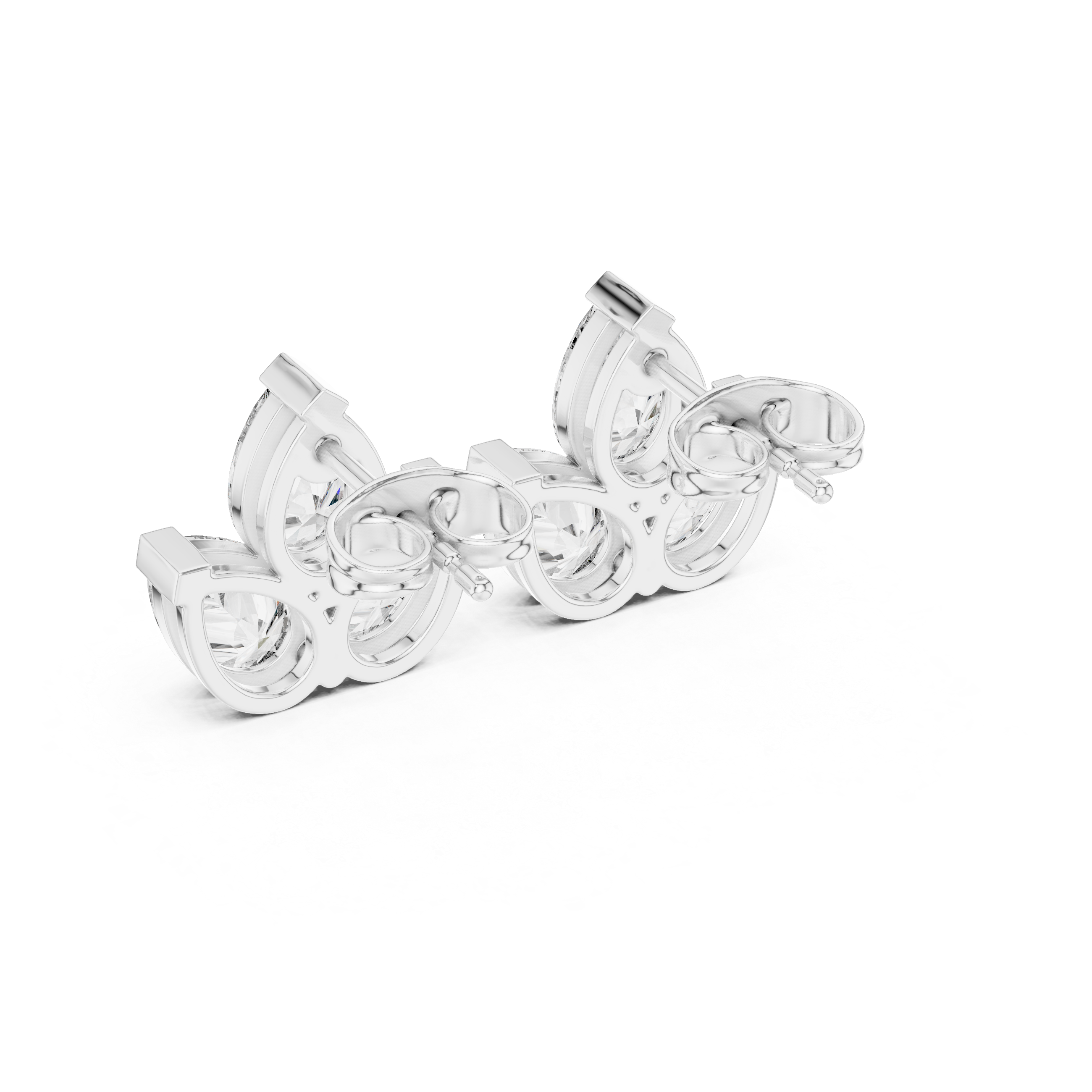 Trio Pear Cut Diamond Stud Earrings – Minimal Floral Cluster