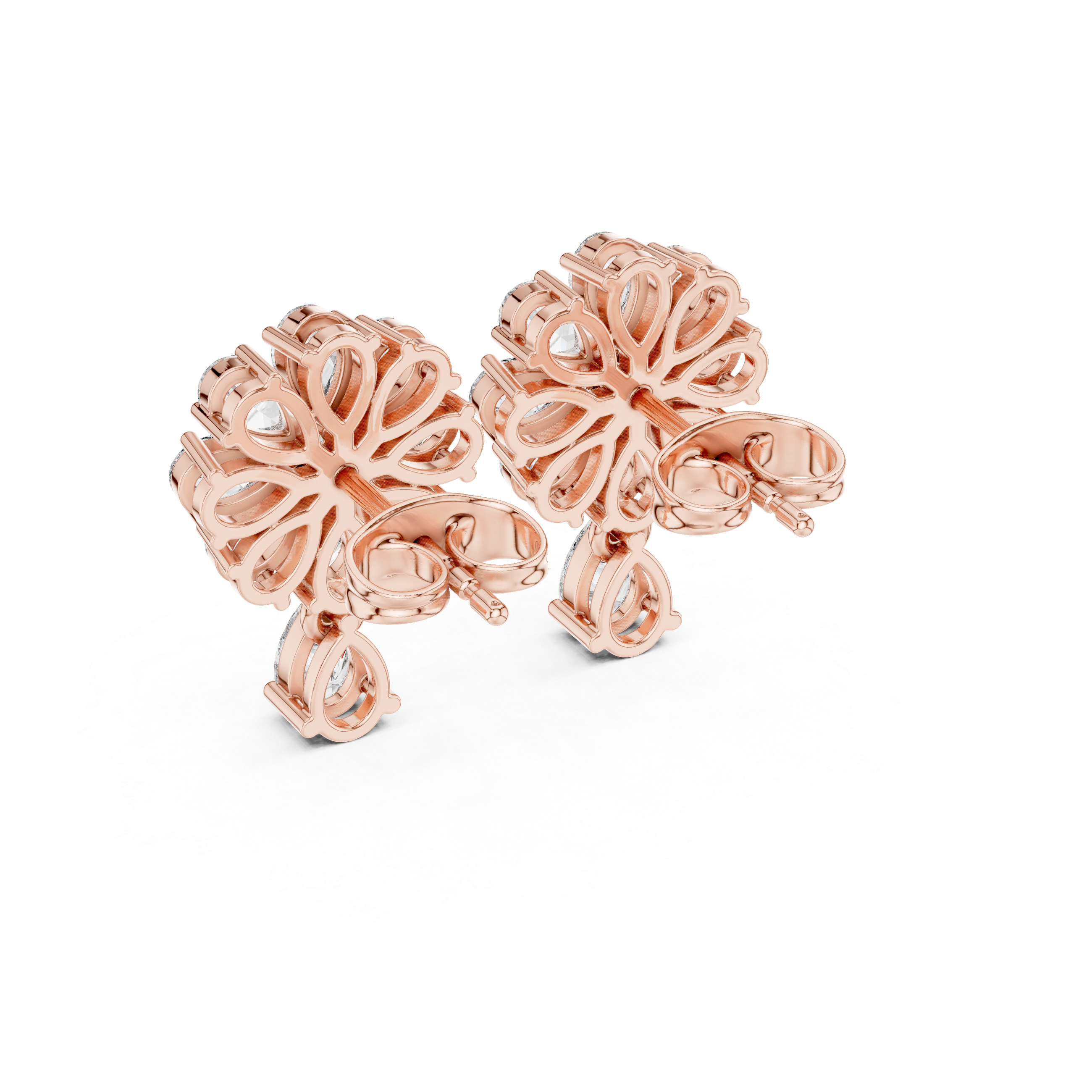 Floral Cluster Drop Diamond Earrings in Gold