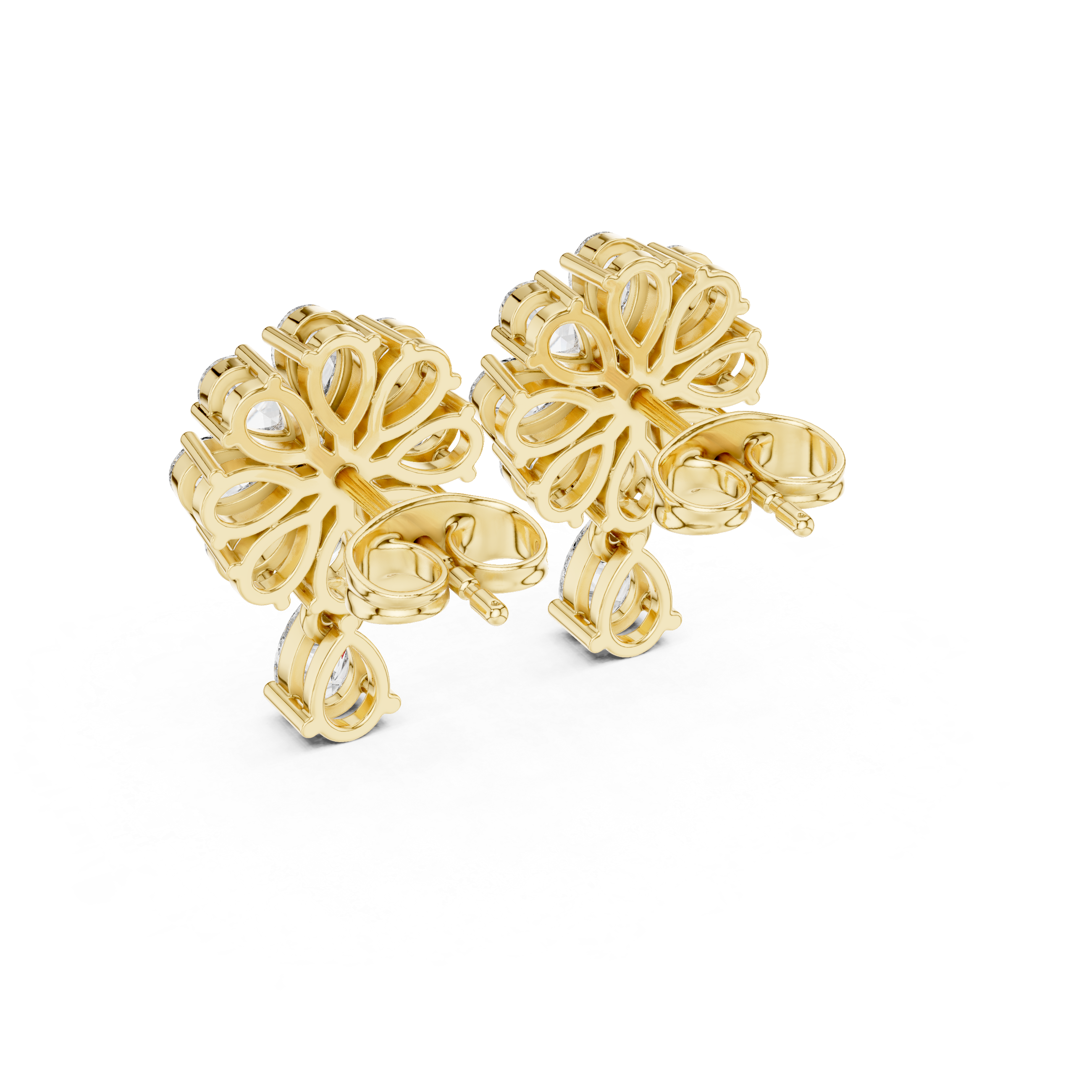 Floral Cluster Drop Diamond Earrings in Gold