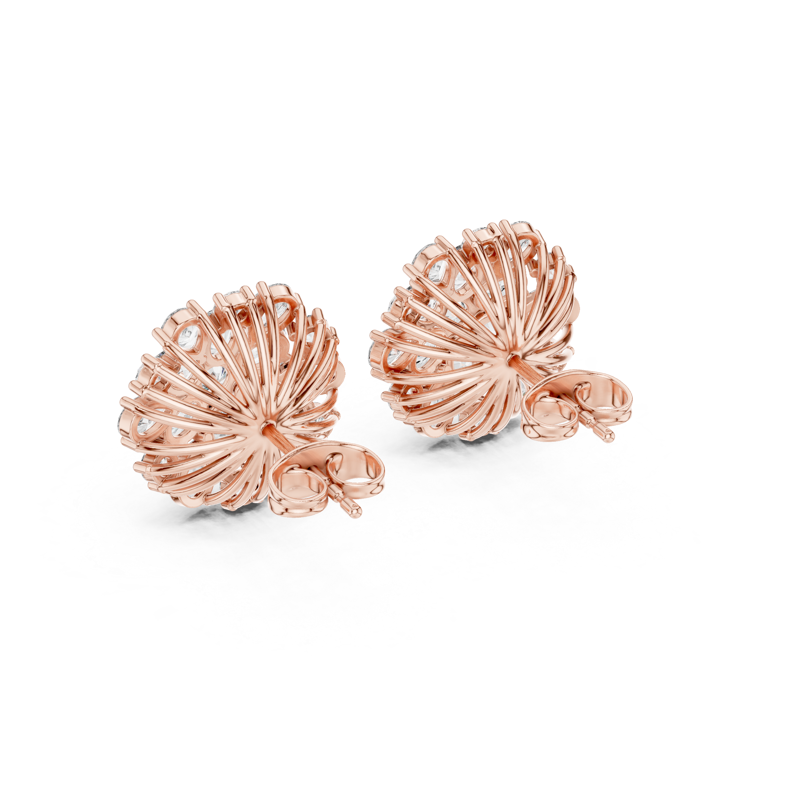Radiant Floral Cluster Diamond Stud Earrings