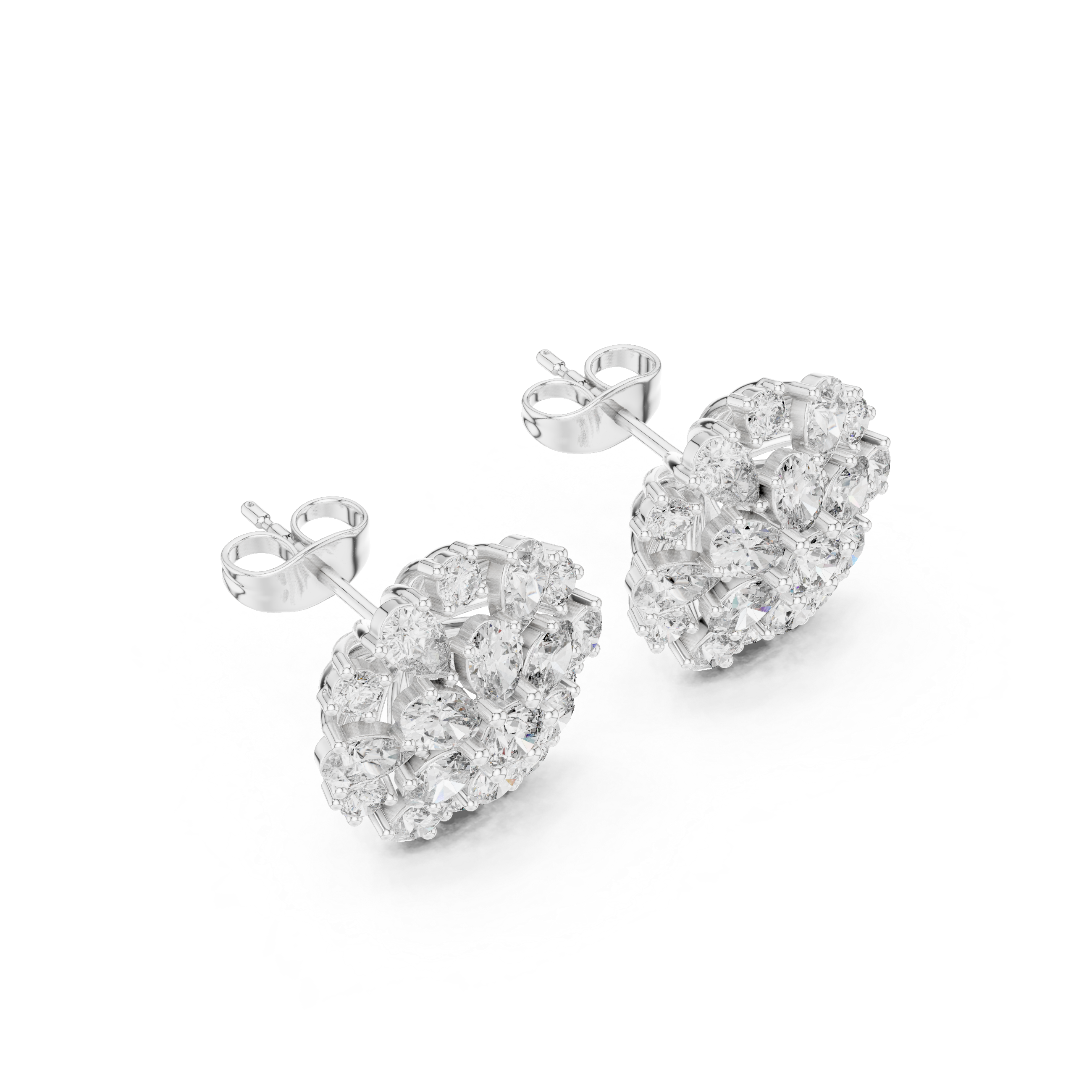 Radiant Floral Cluster Diamond Stud Earrings