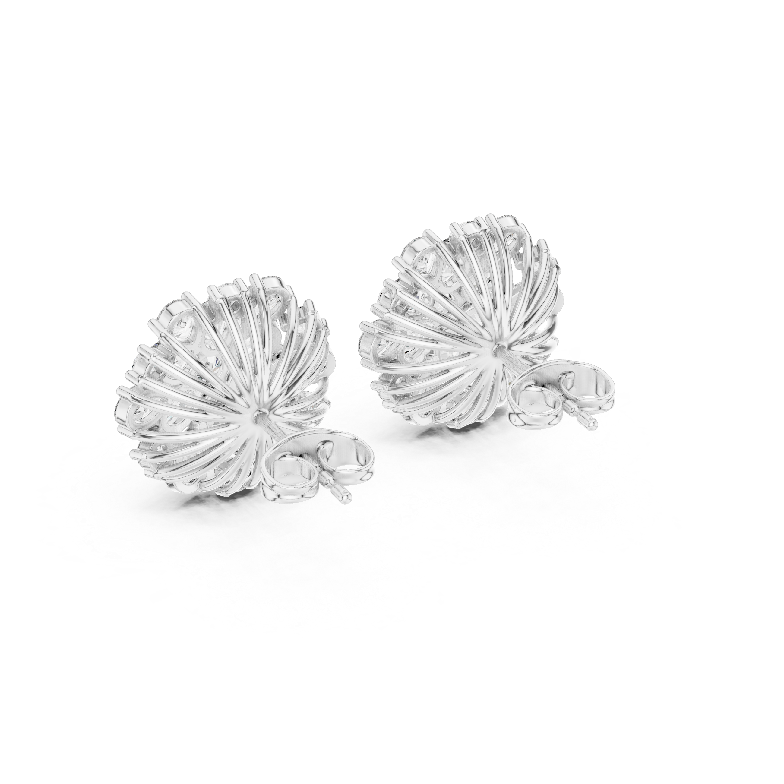 Radiant Floral Cluster Diamond Stud Earrings