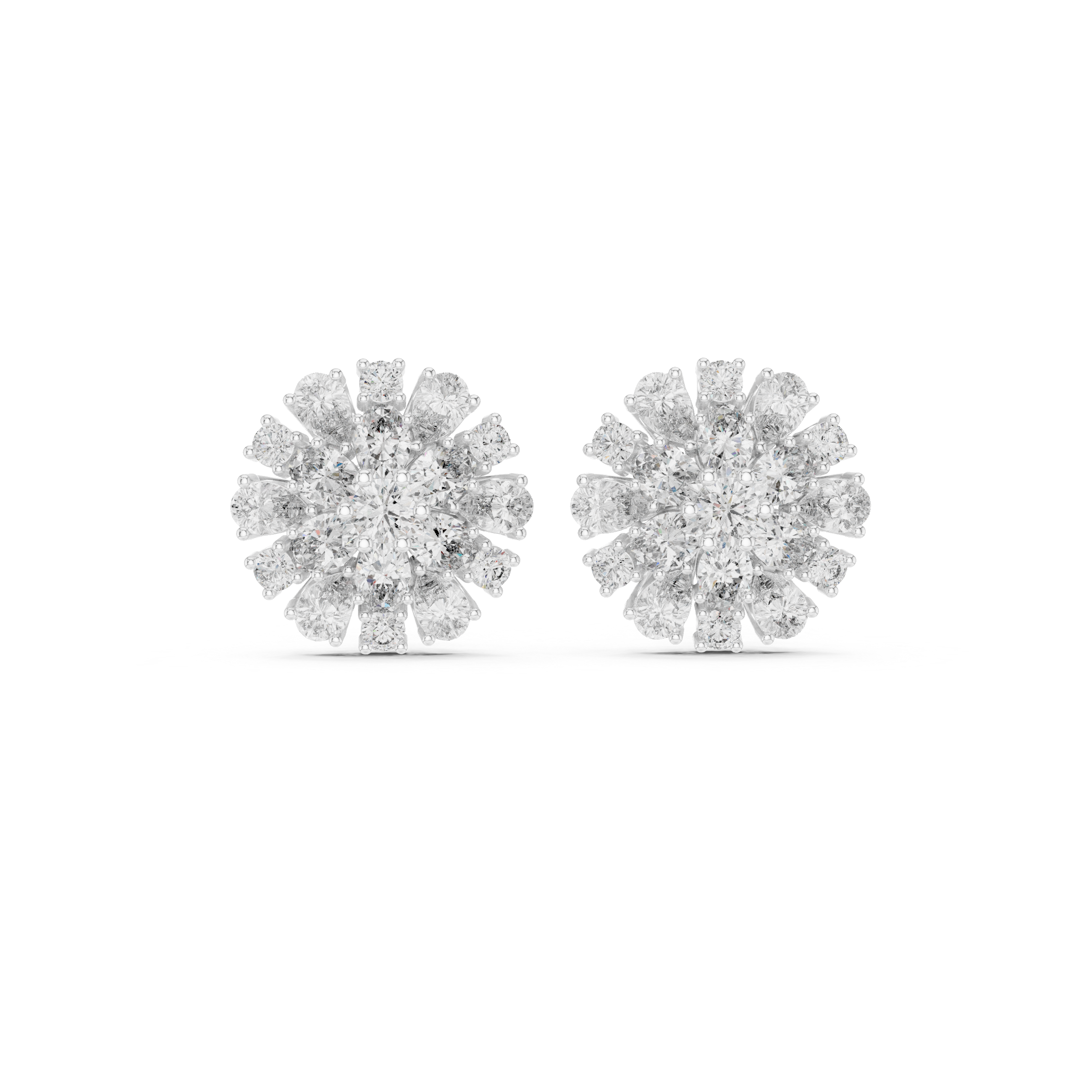 Radiant Floral Cluster Diamond Stud Earrings