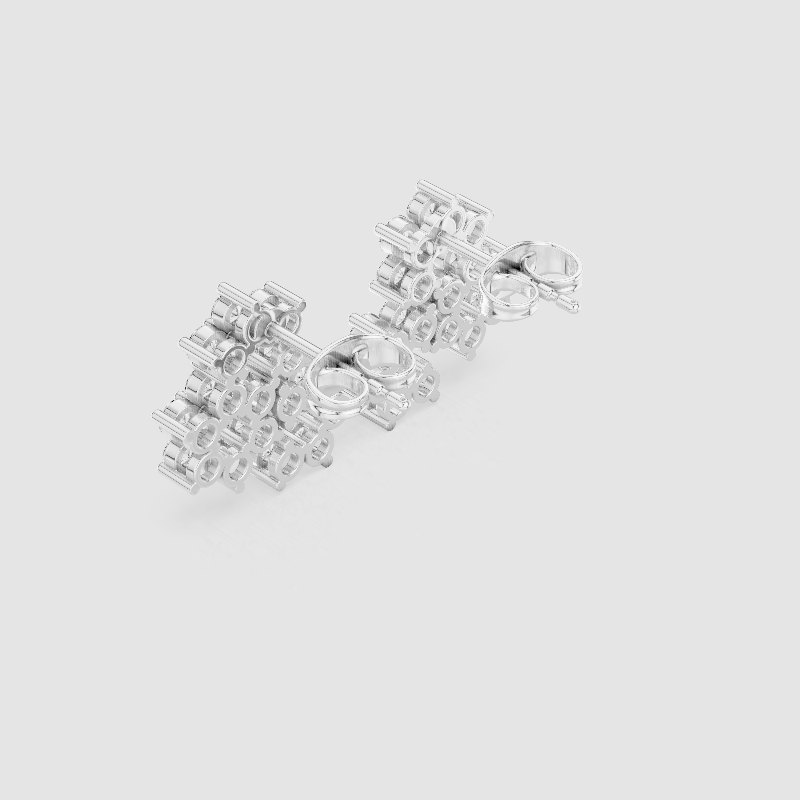 Cluster Diamond Floral Drop Stud Earrings