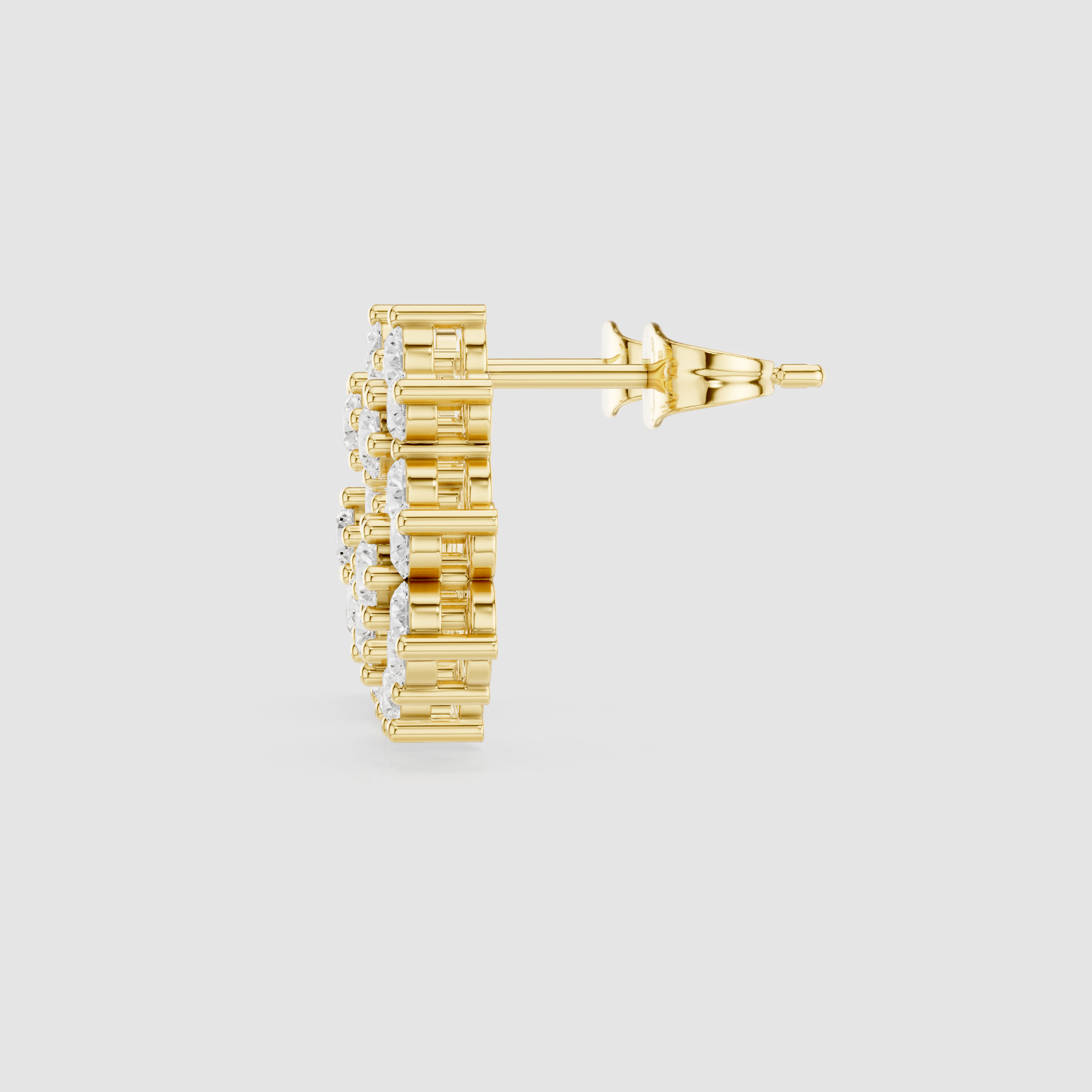 Cluster Diamond Floral Drop Stud Earrings