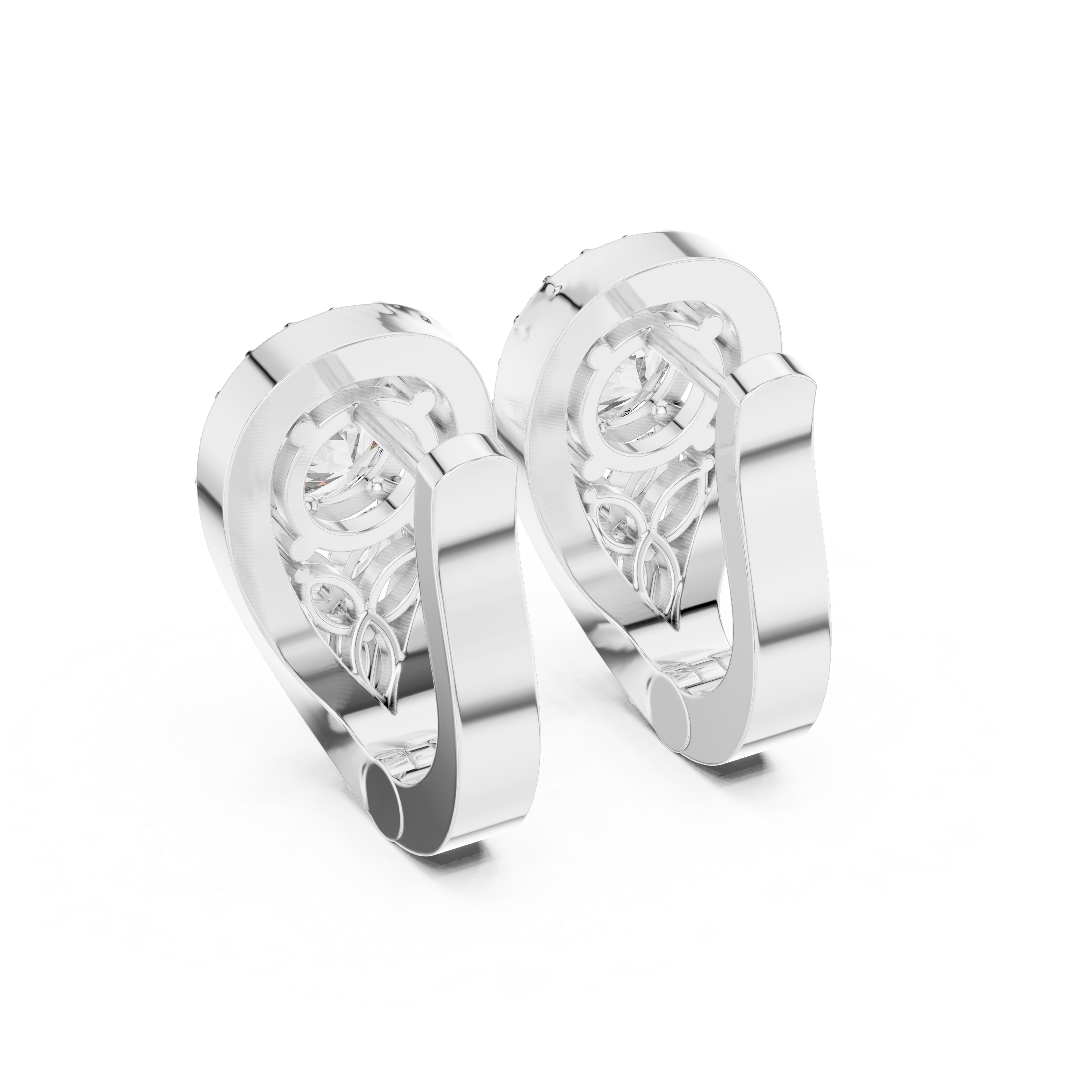 Pear Drop Halo Diamond Stud Earrings with Floral Accent Cluster