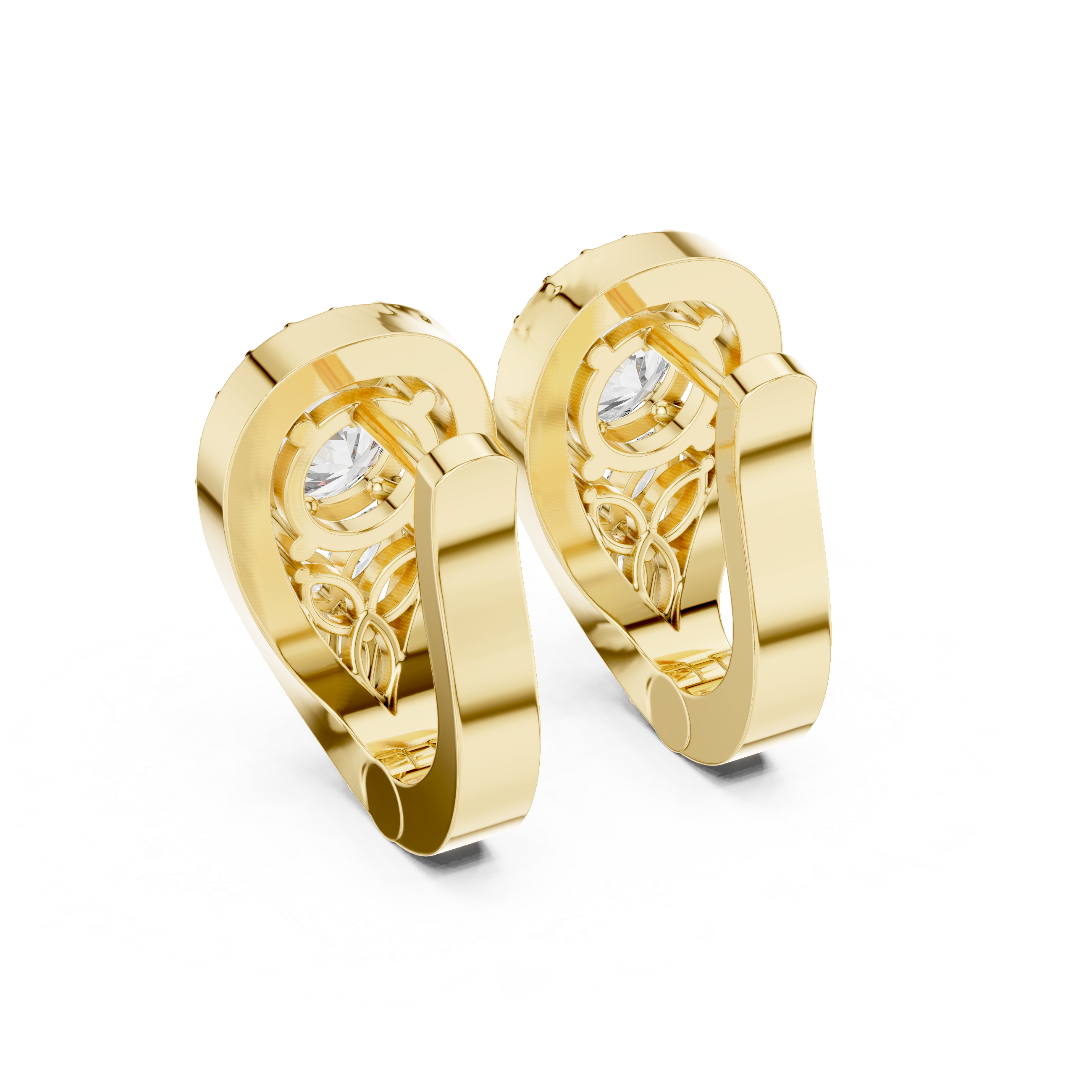 Pear Drop Halo Diamond Stud Earrings with Floral Accent Cluster