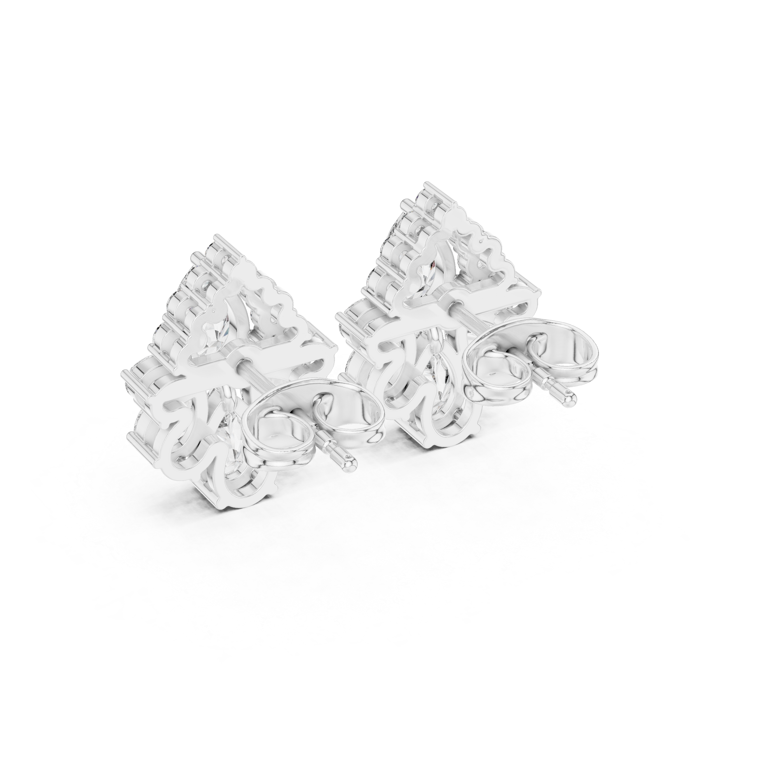 Pear Cut Diamond Cluster Stud Earrings – Elegant Floral Drop Illusion