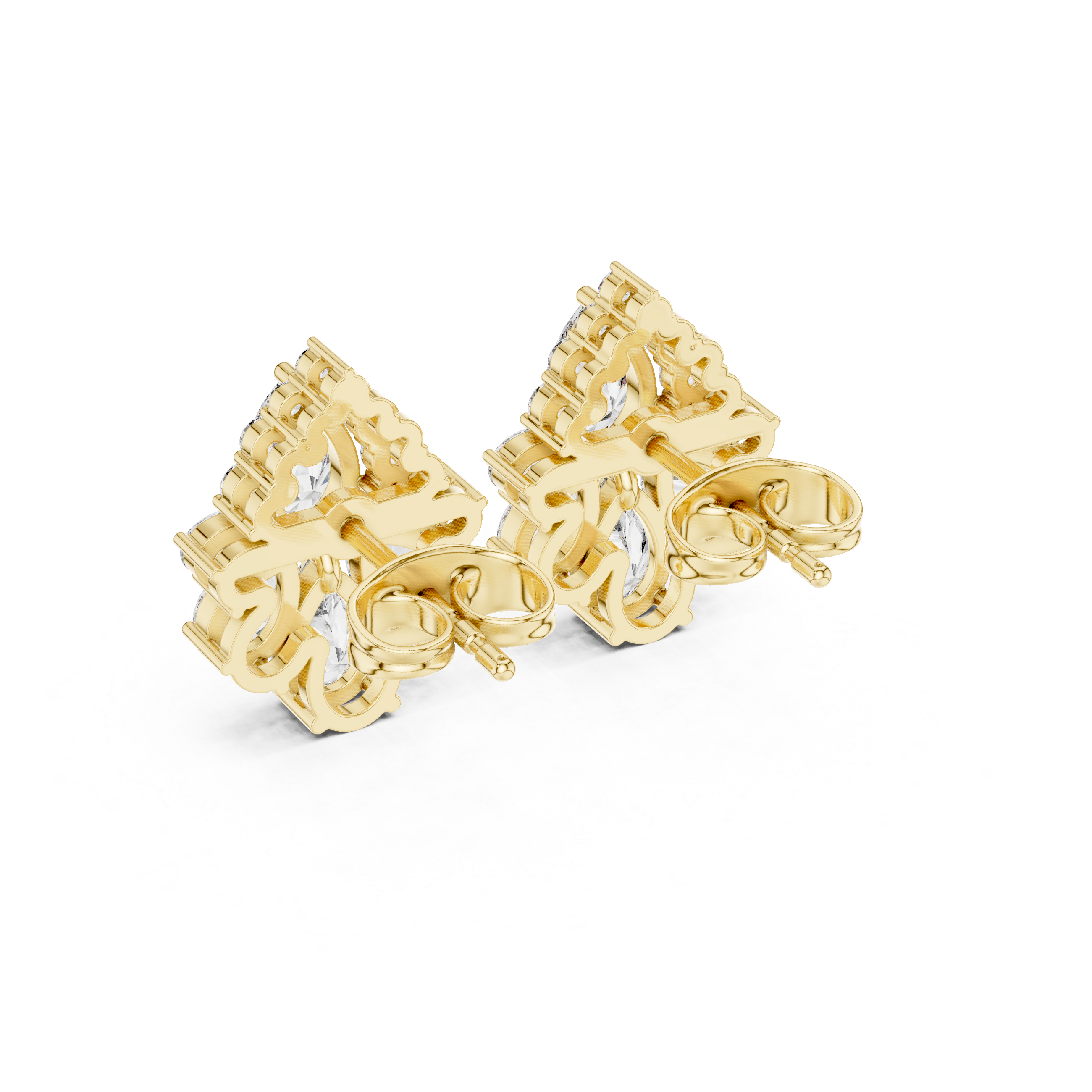 Pear Cut Diamond Cluster Stud Earrings – Elegant Floral Drop Illusion