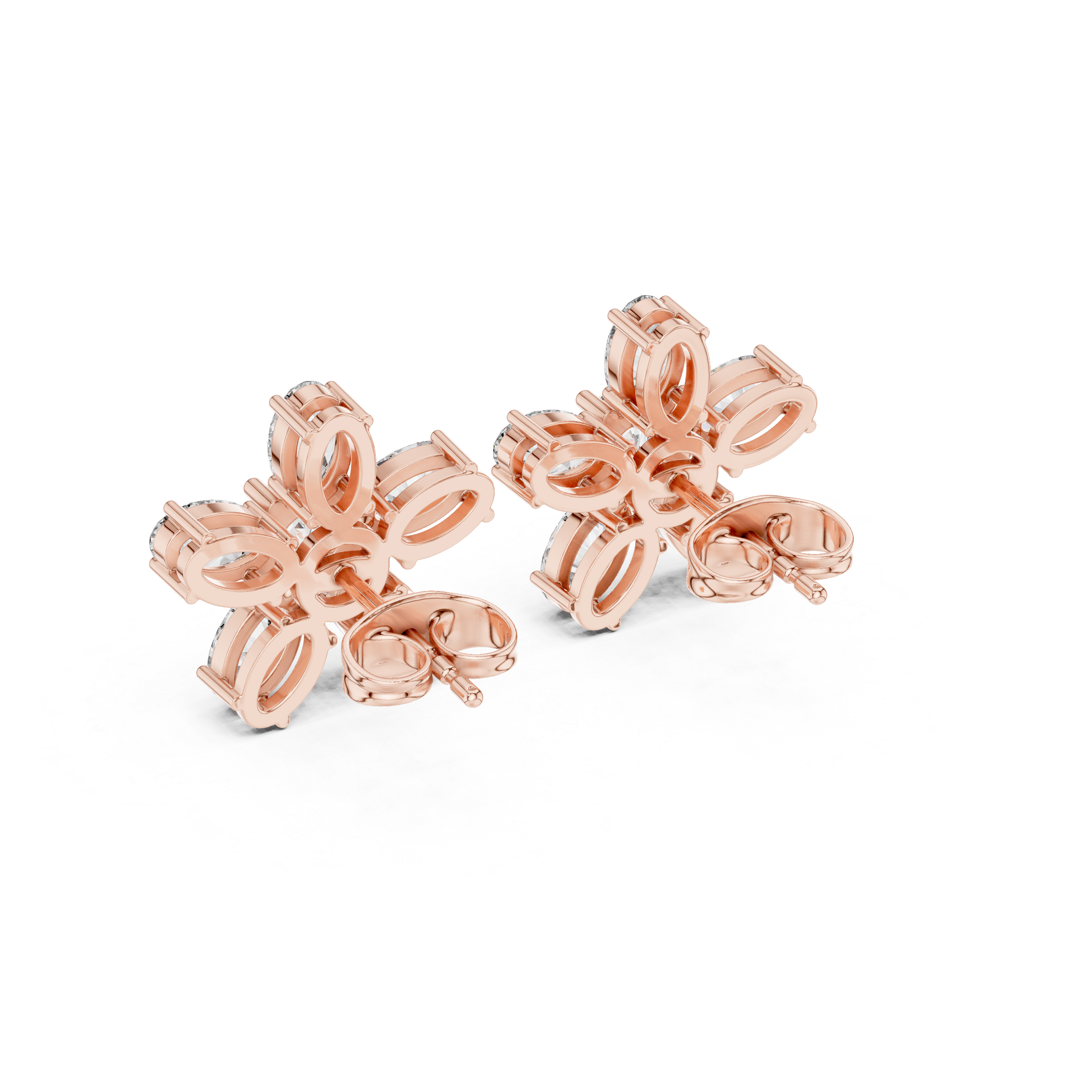 Classic Floral Cluster Diamond Stud Earrings