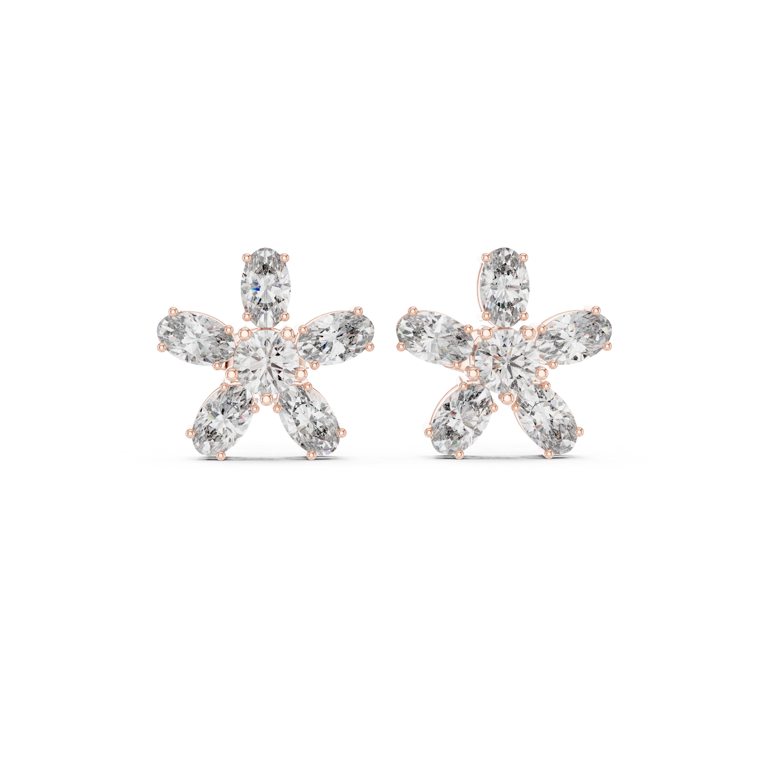 Classic Floral Cluster Diamond Stud Earrings