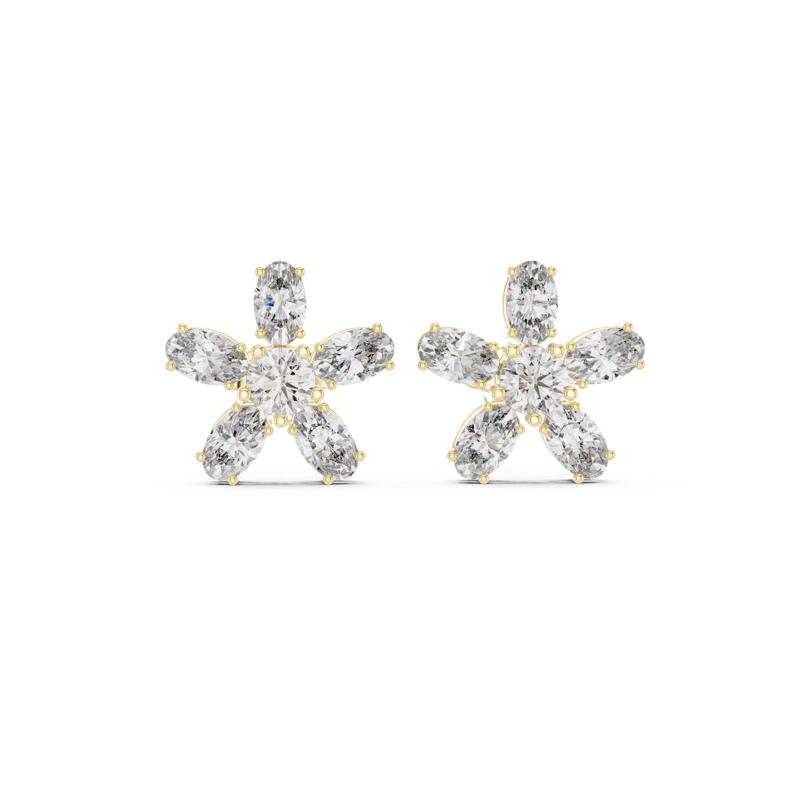 Classic Floral Cluster Diamond Stud Earrings