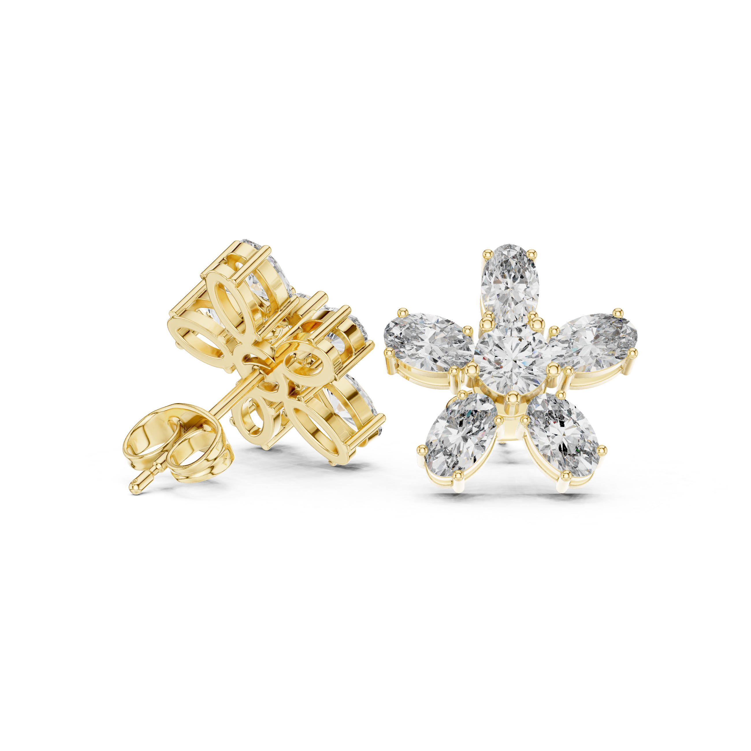 Classic Floral Cluster Diamond Stud Earrings