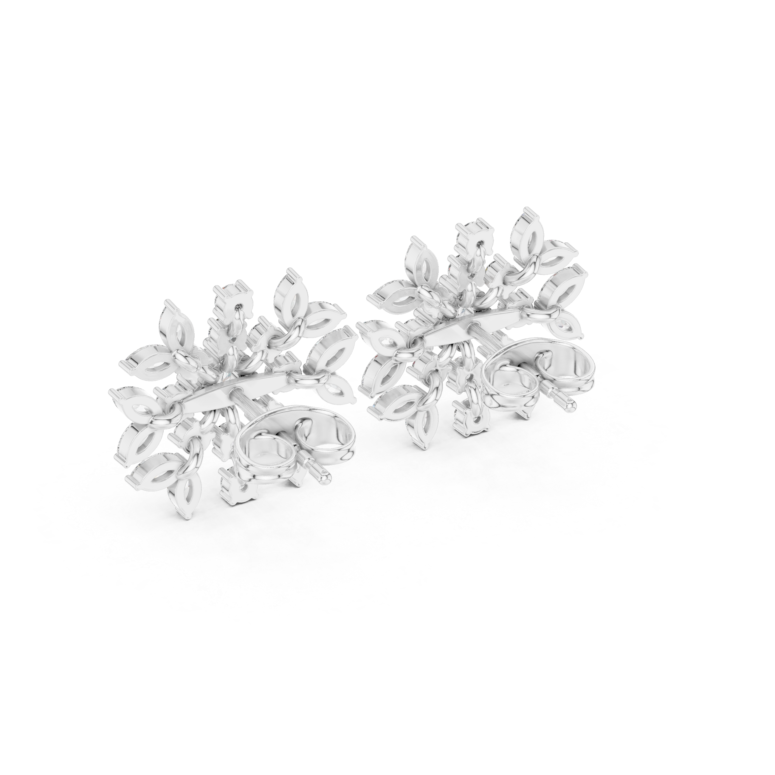 Radiant Snowflake Floral Diamond Stud Earrings